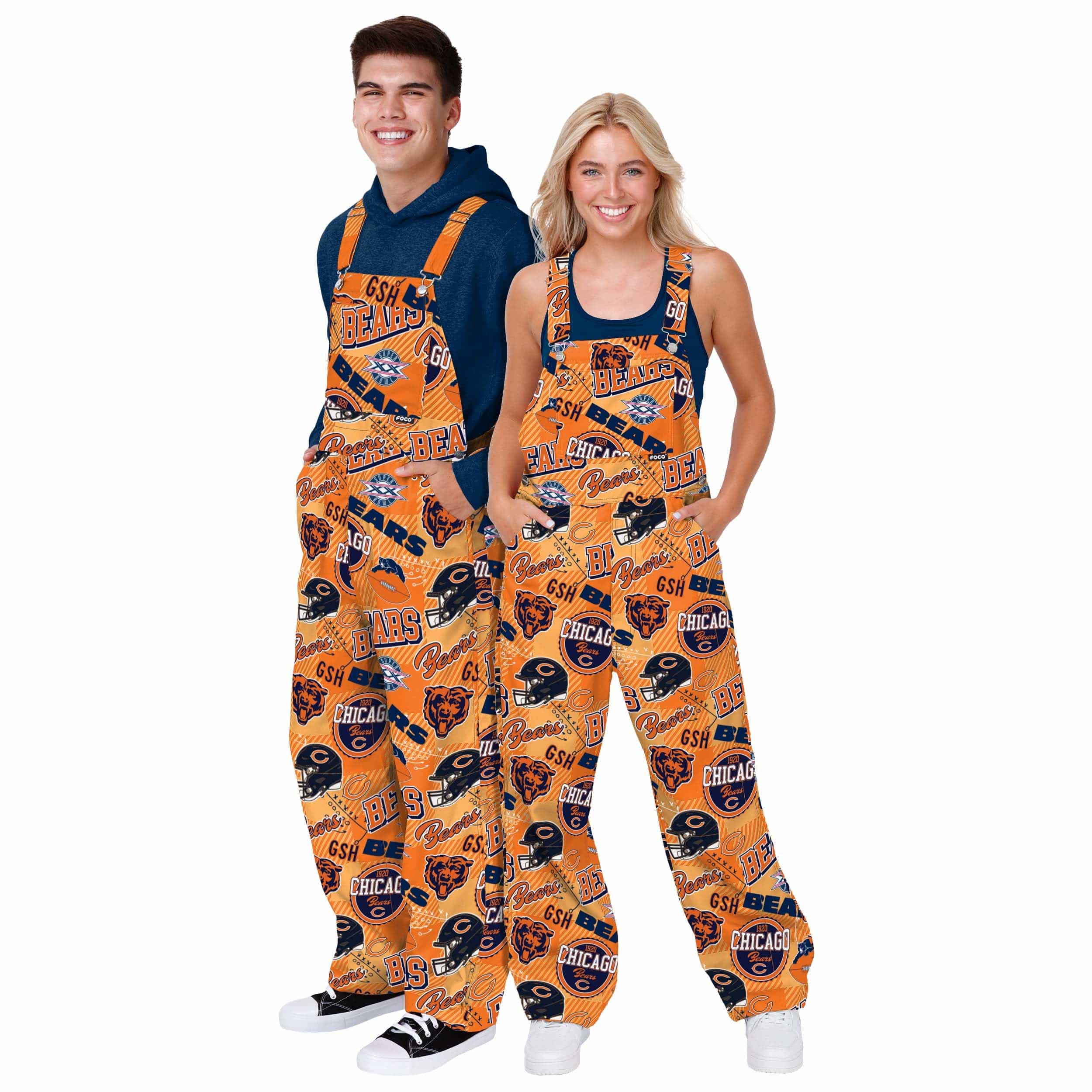 Chicago Bears NFL Mens Historic Print Bib Overalls - Image 3