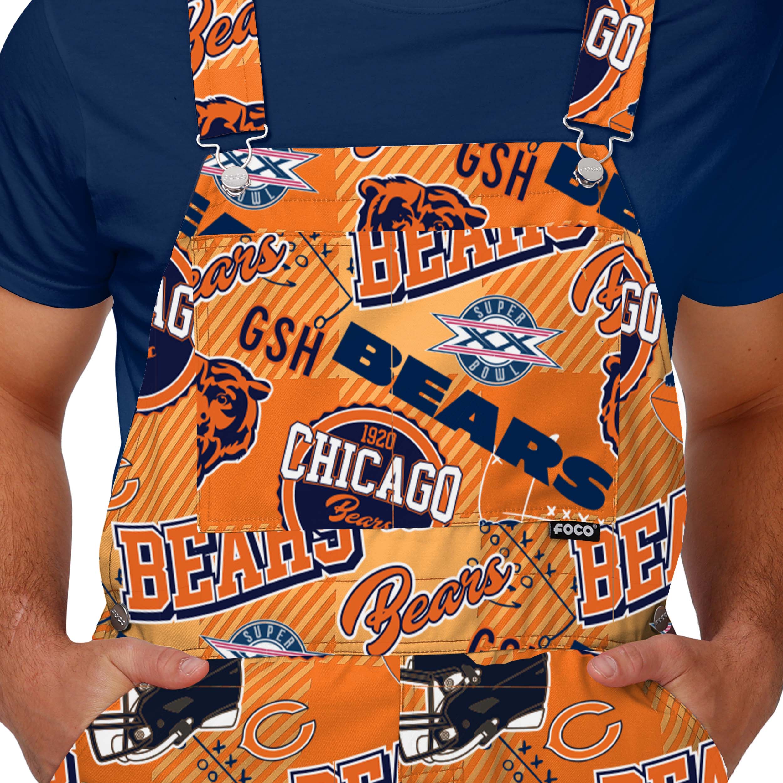 Chicago Bears NFL Mens Historic Print Bib Overalls - Image 4