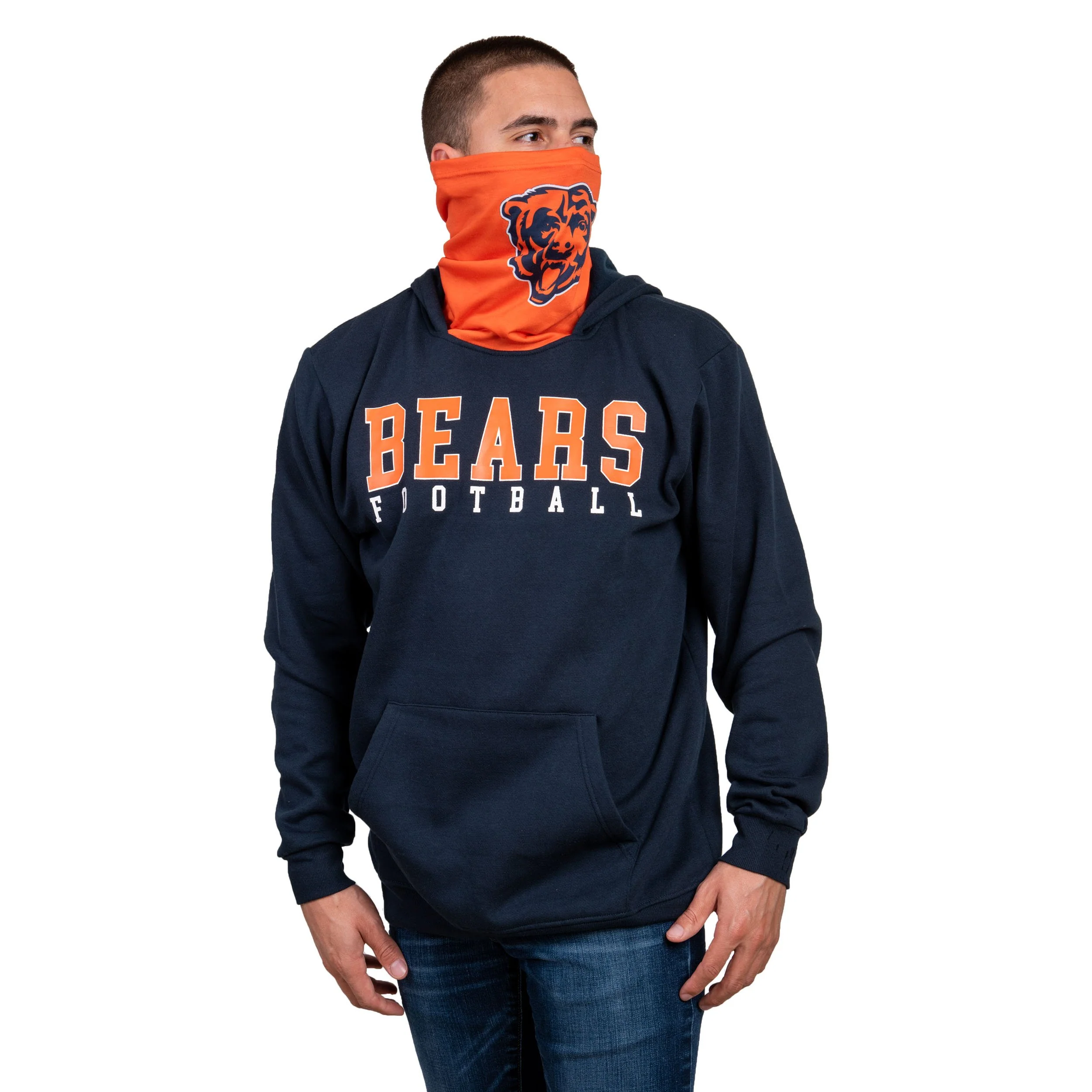 Chicago Bears NFL Mens Solid Gaiter Hoodie - Image 2