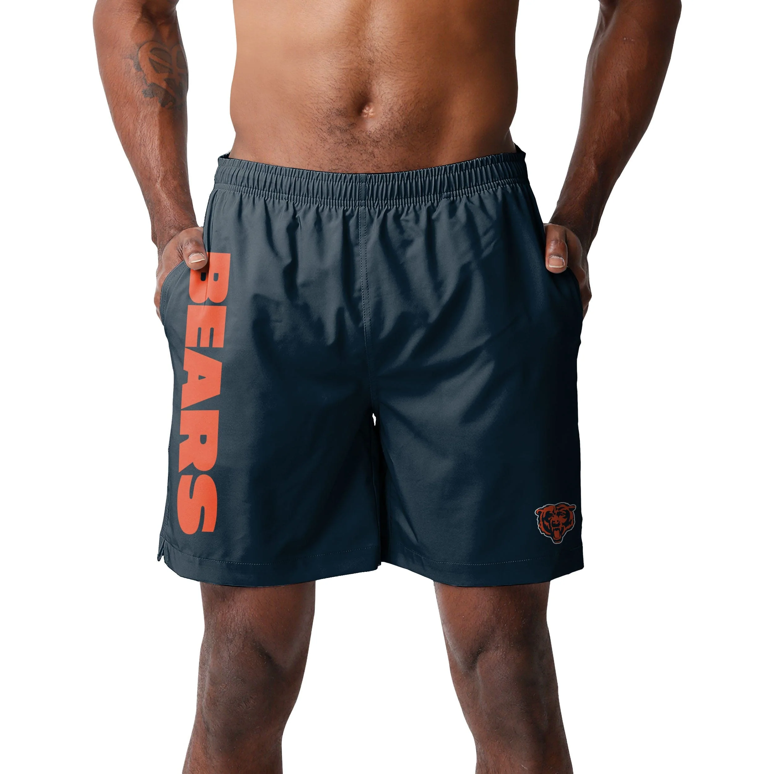 Chicago Bears NFL Mens Solid Wordmark Traditional Swimming Trunks - Image 2