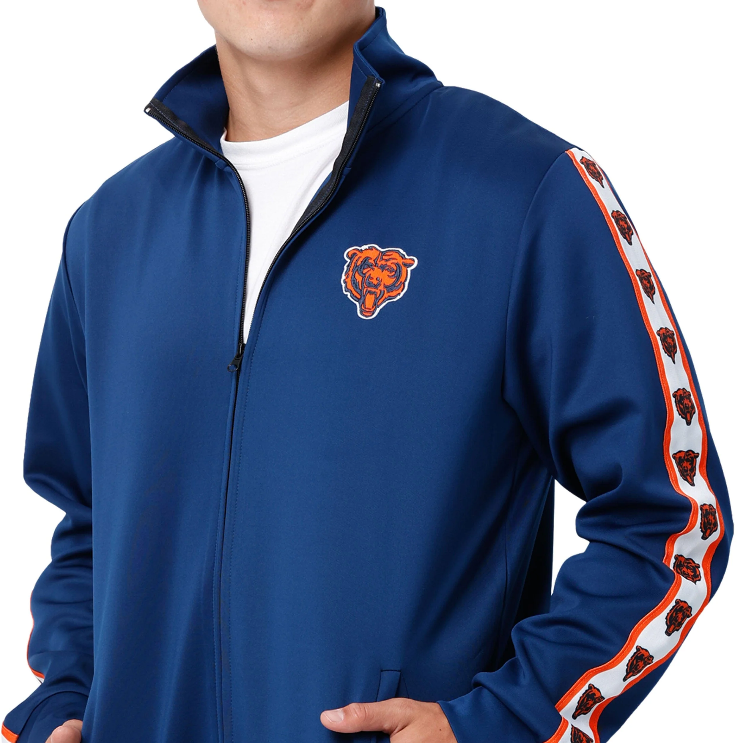 Chicago Bears NFL Mens Stripe Logo Track Jacket - Image 3