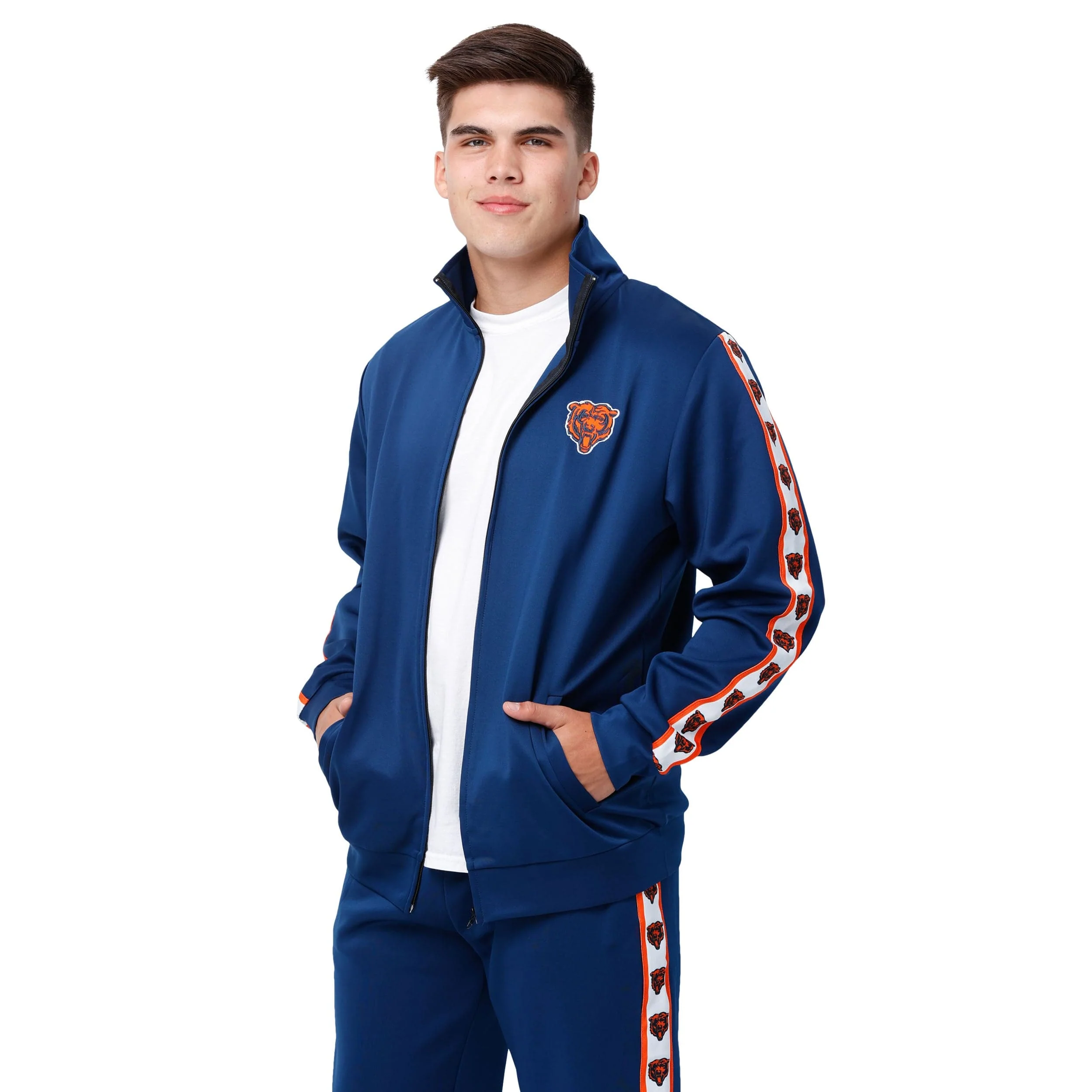 Chicago Bears NFL Mens Stripe Logo Track Jacket - Image 5