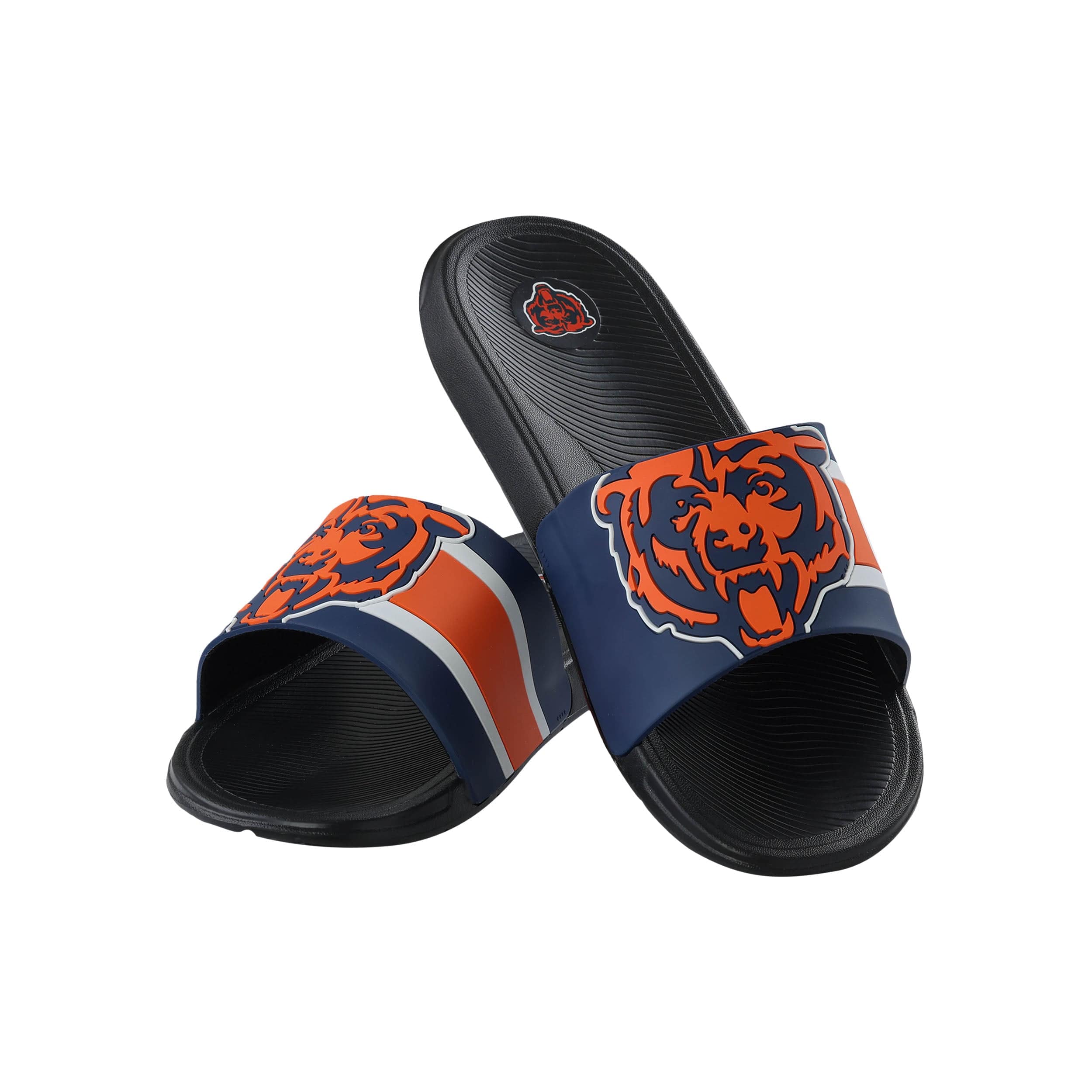 Chicago Bears NFL Mens Striped Big Logo Raised Slide