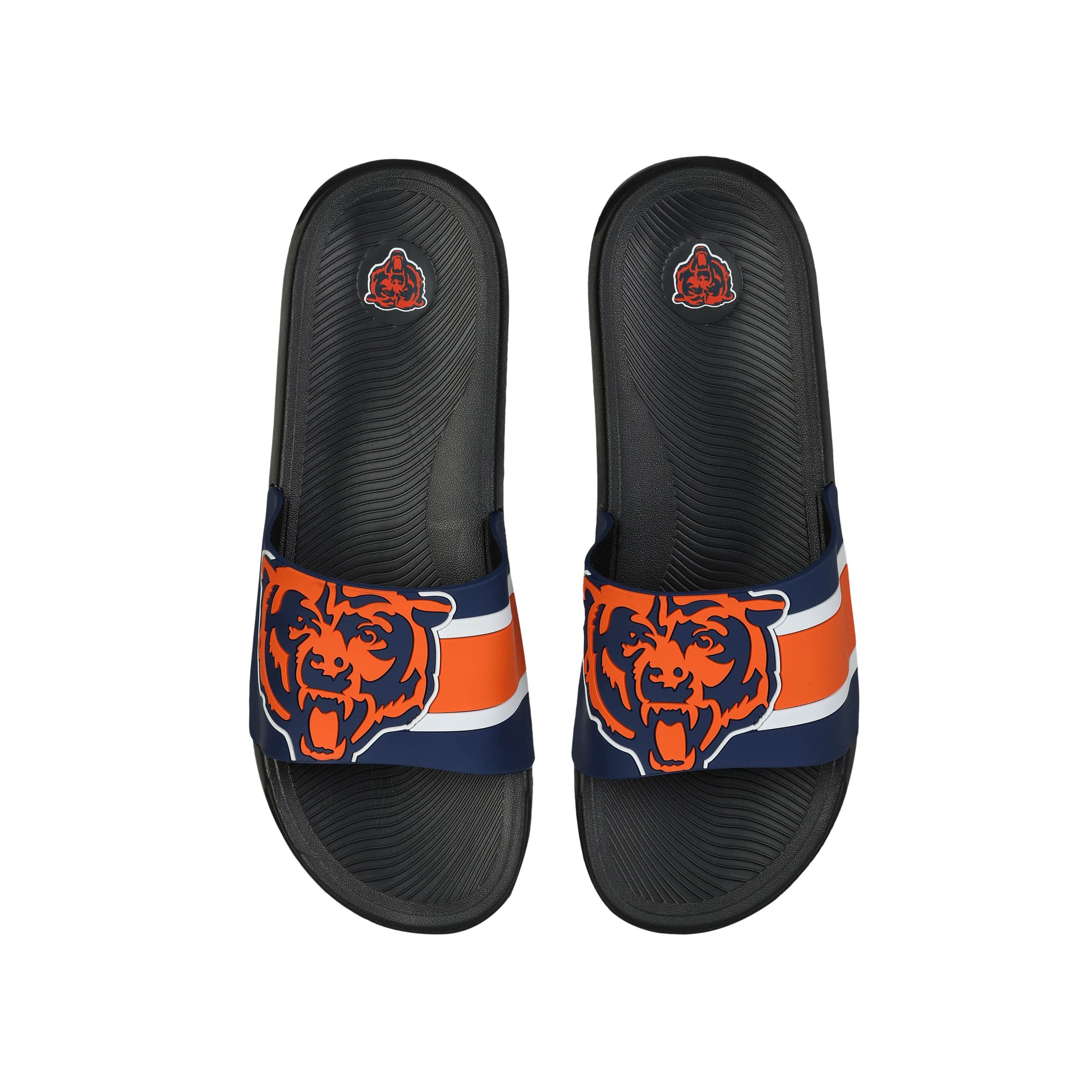 Chicago Bears NFL Mens Striped Big Logo Raised Slide - Image 2