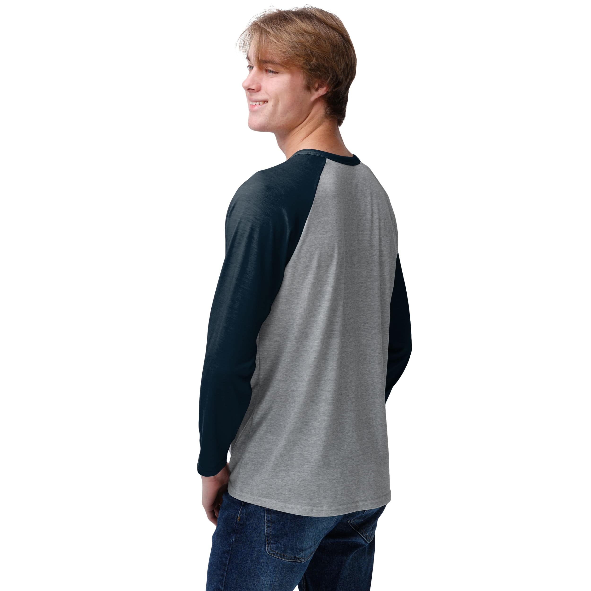 Chicago Bears NFL Mens Team Logo Gray Long Sleeve Henley - Image 3