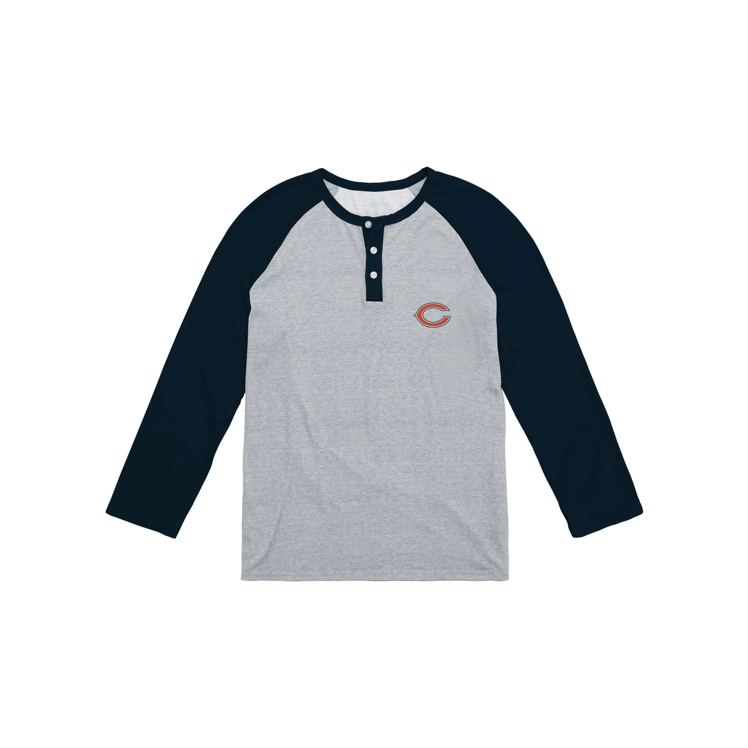 Chicago Bears NFL Mens Team Logo Gray Long Sleeve Henley - Image 4