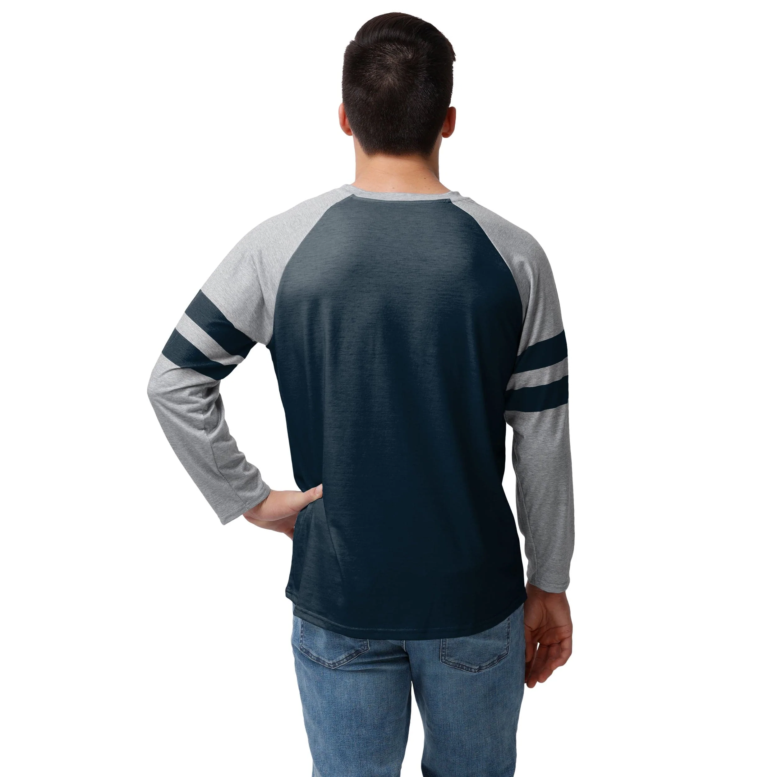 Chicago Bears NFL Mens Team Stripe Wordmark Raglan T-Shirt - Image 2