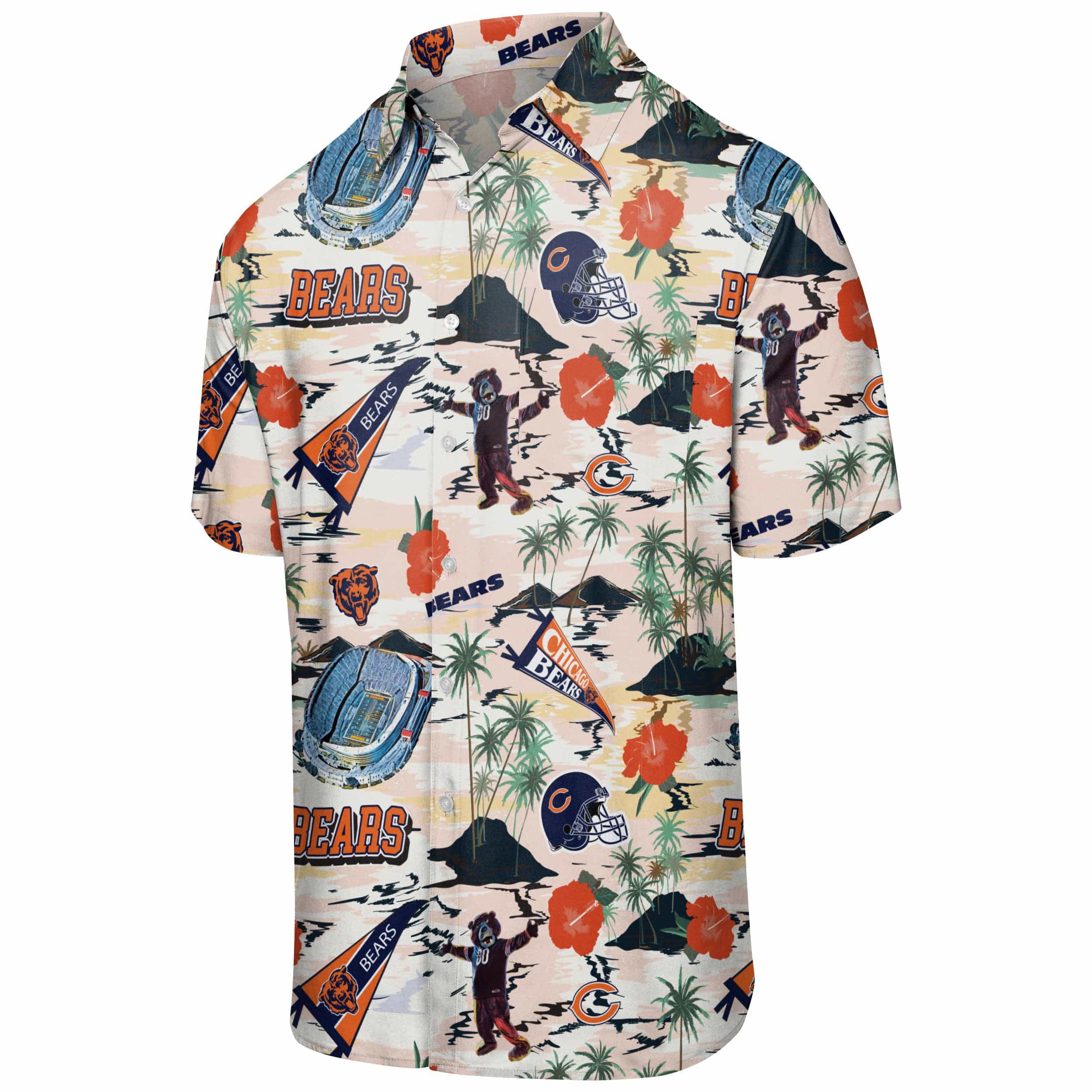 Chicago Bears NFL Mens Thematic Stadium Print Button Up Shirt - Image 4
