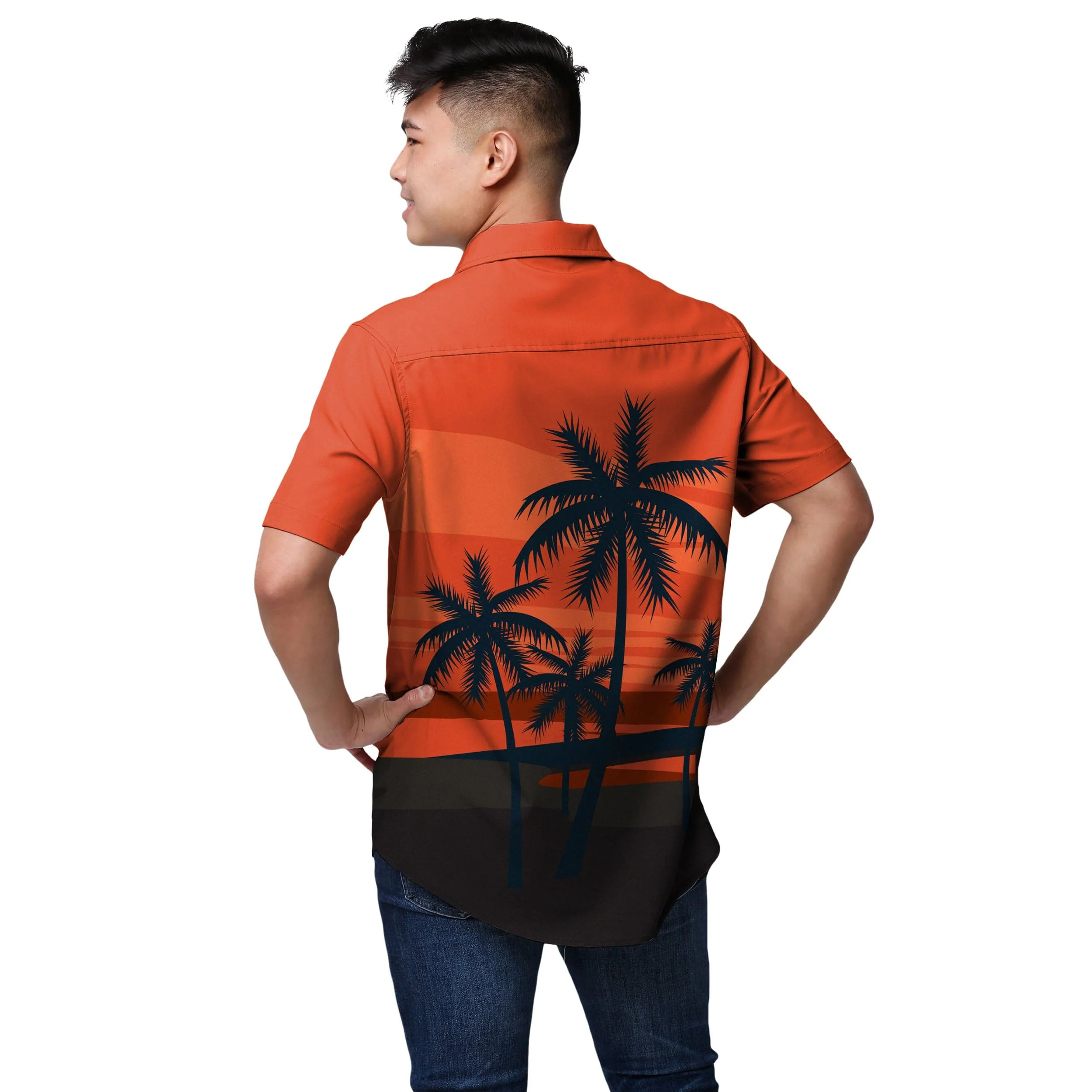 Chicago Bears NFL Mens Tropical Sunset Button Up Shirt - Image 3