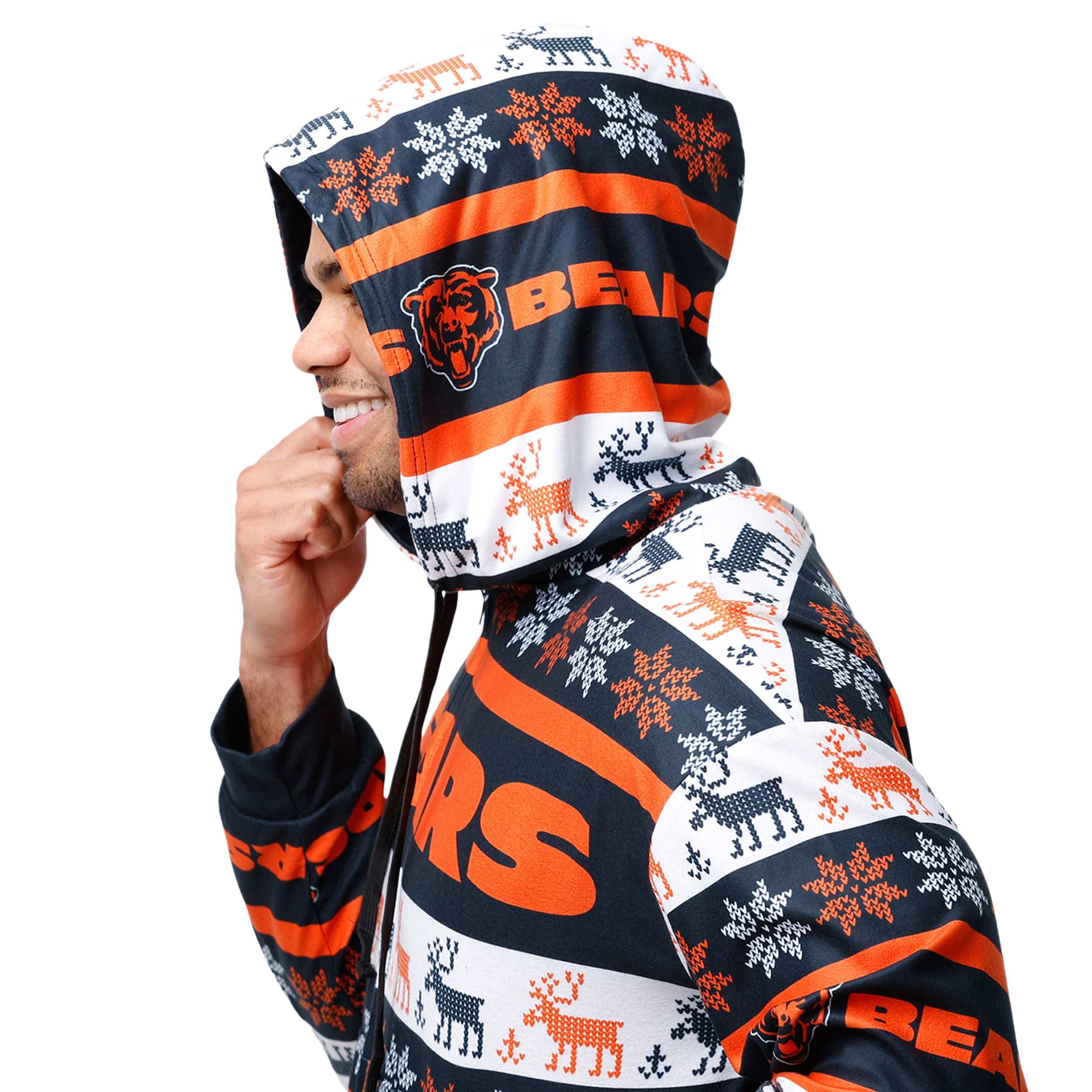 Chicago Bears NFL Mens Ugly Short One Piece Pajamas - Image 3