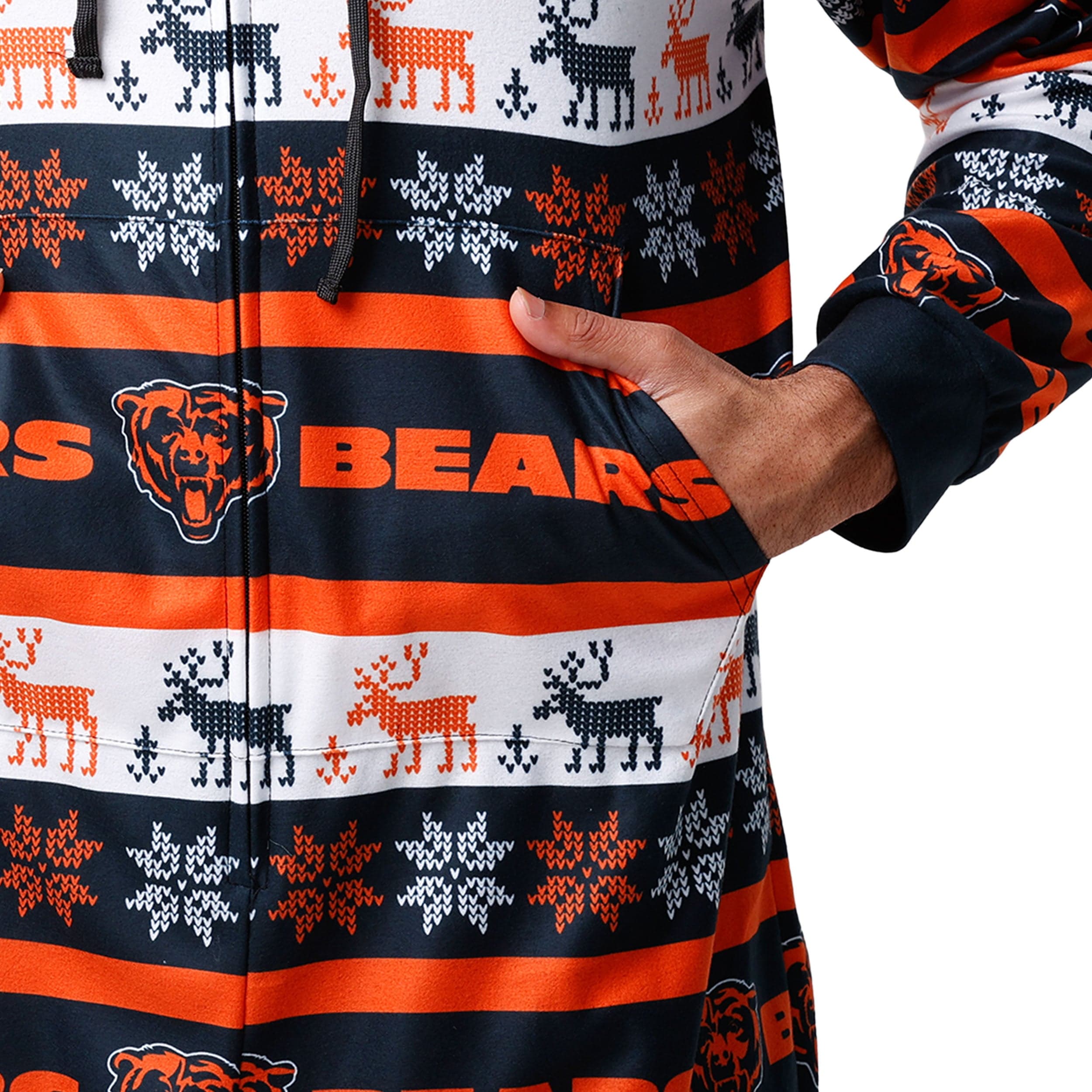 Chicago Bears NFL Mens Ugly Short One Piece Pajamas - Image 4