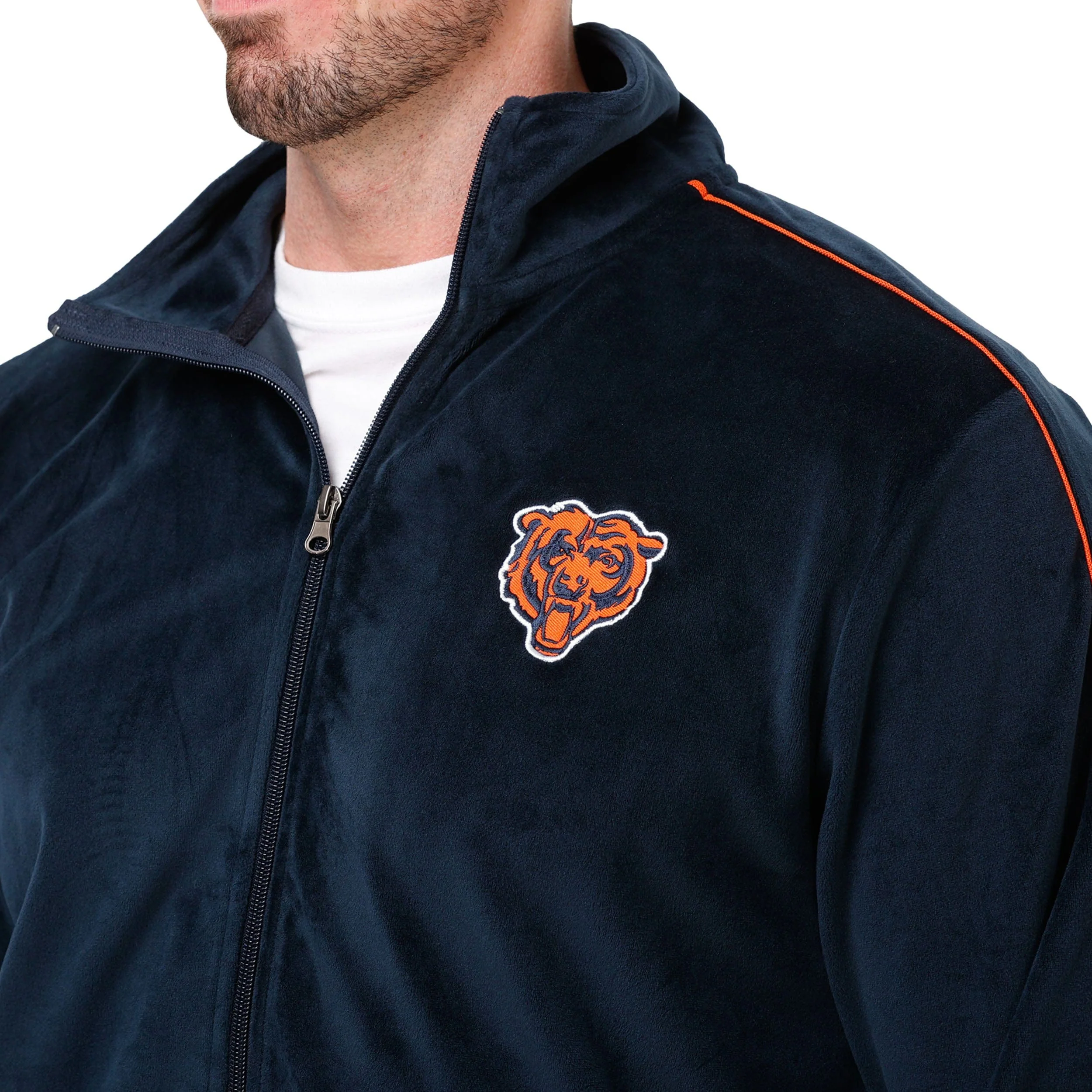 Chicago Bears NFL Mens Velour Zip Up Top - Image 3