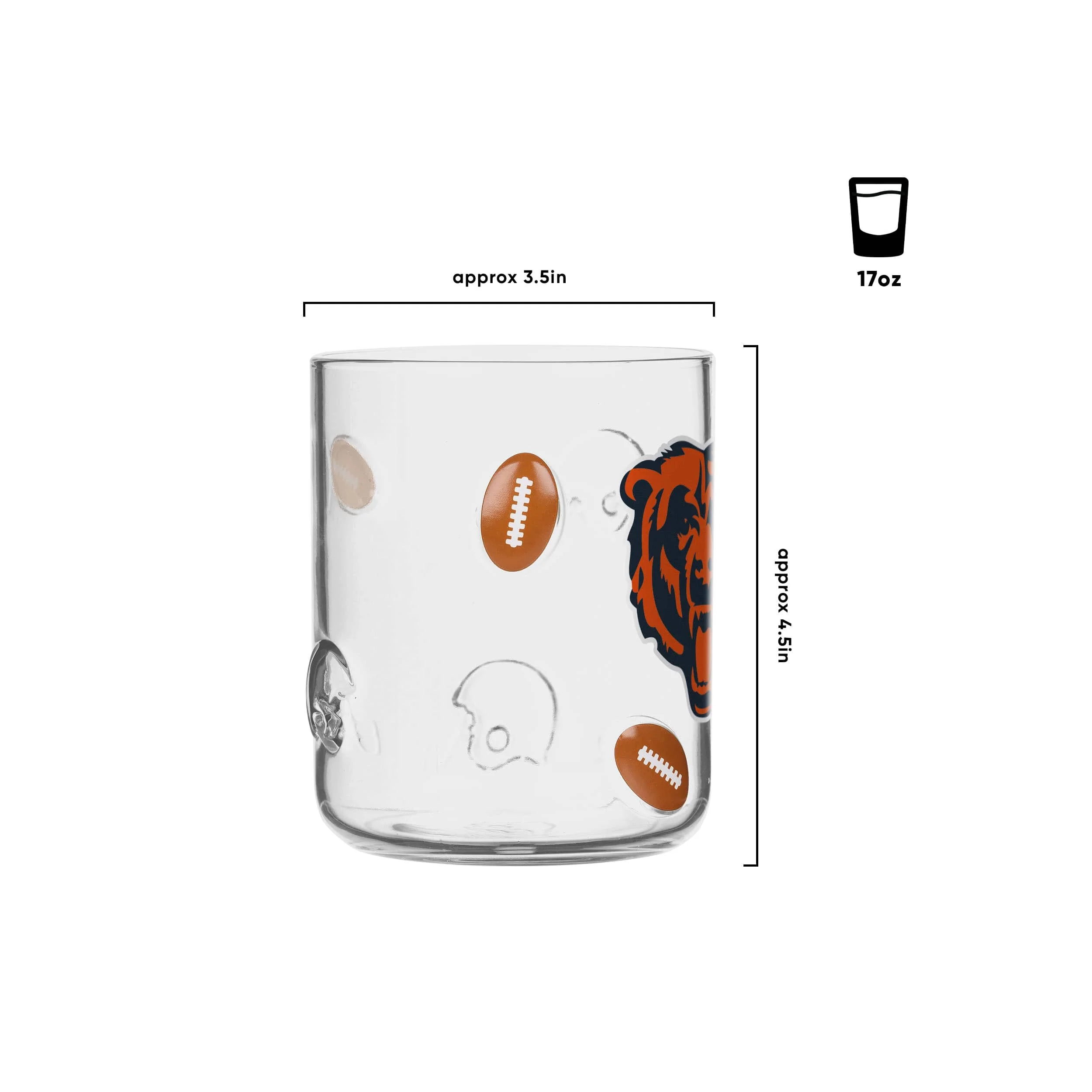 Chicago Bears NFL Team Logo 17 oz Glass Cup (PREORDER - SHIPS MID JUNE) - Image 2