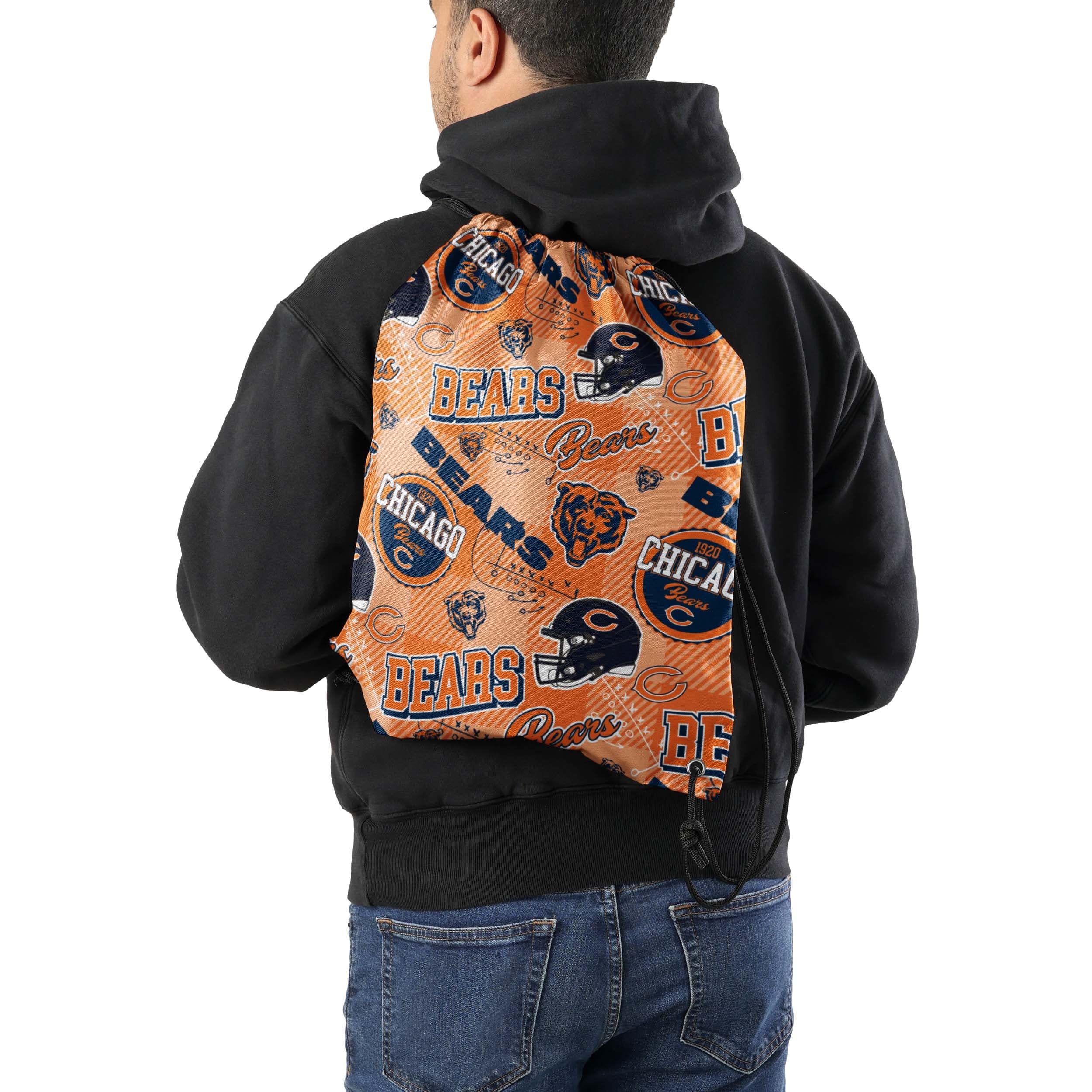 Chicago Bears NFL Thematic Repeat Print Drawstring Backpack - Image 2