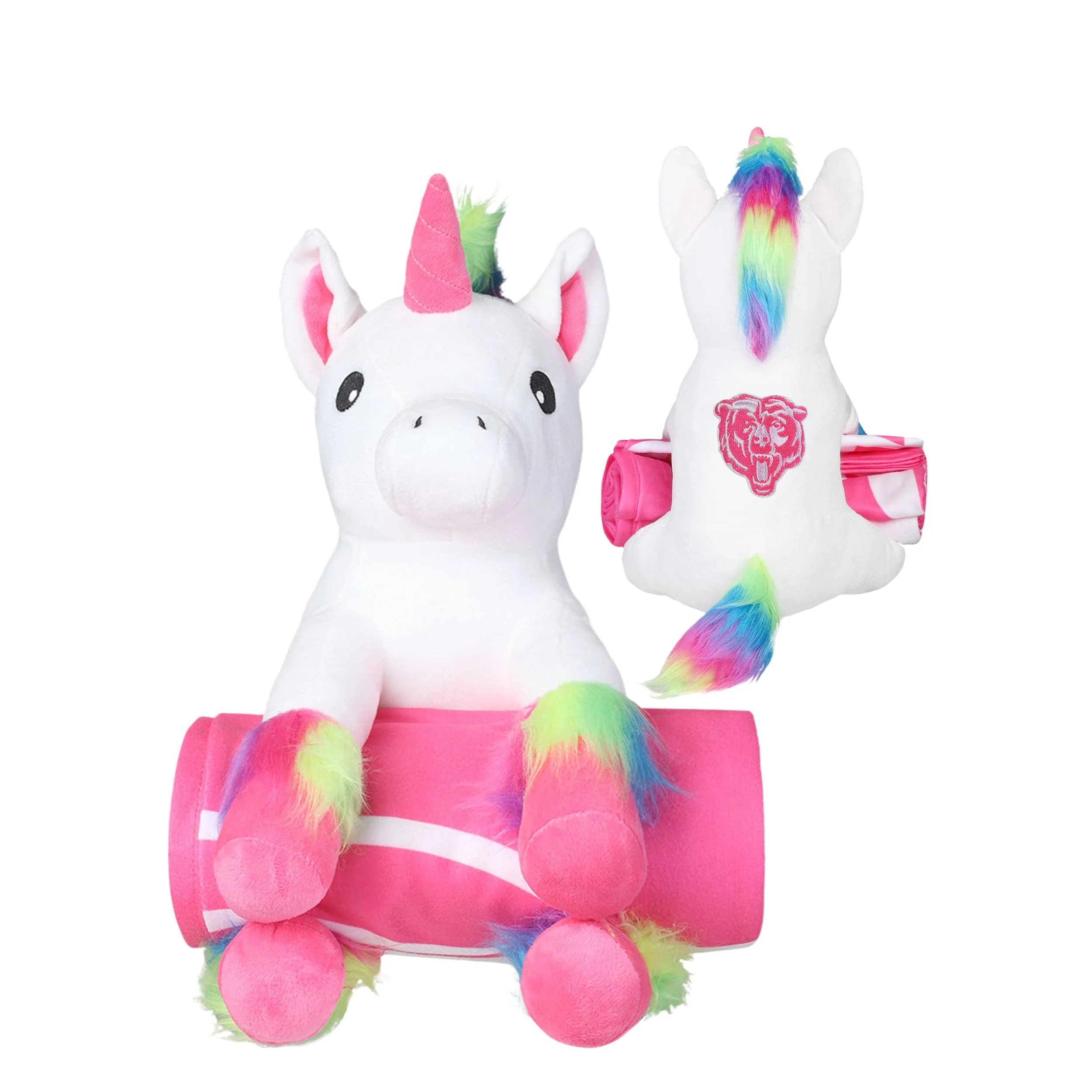 Chicago Bears NFL Throw Blanket With Plush Unicorn