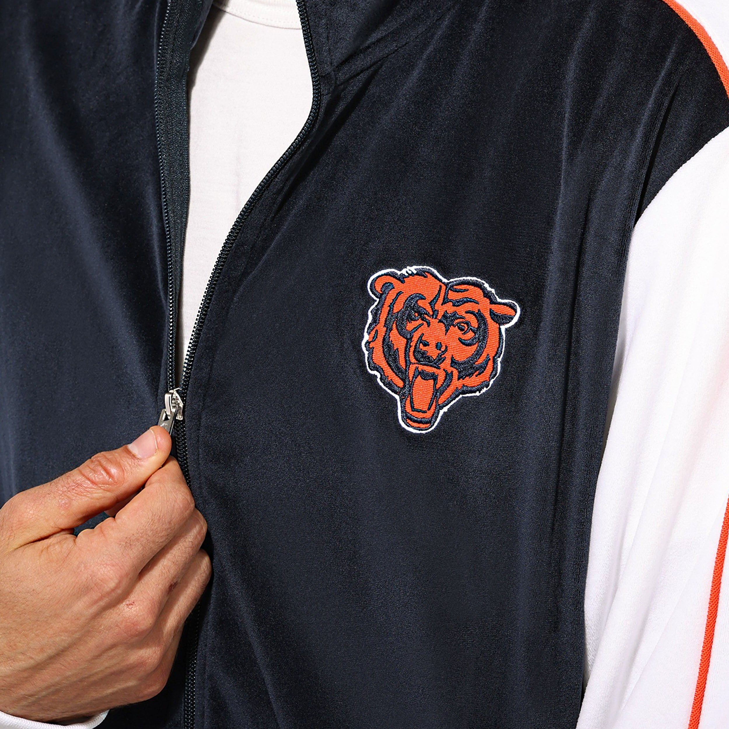 Chicago Bears NFL Two Tone Velour Zip Up Top - Image 3