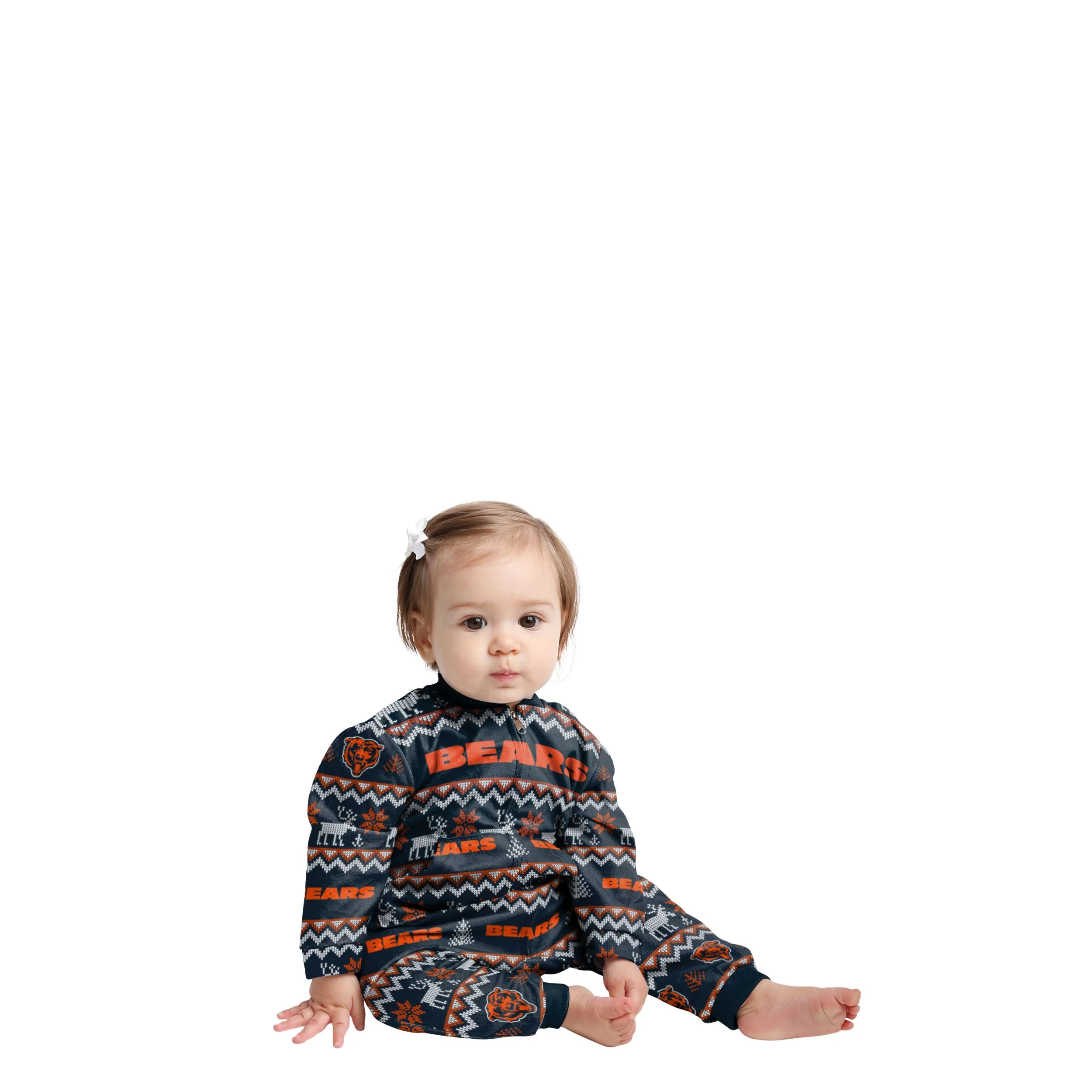 Chicago Bears NFL Ugly Pattern Family Holiday Pajamas - Image 2