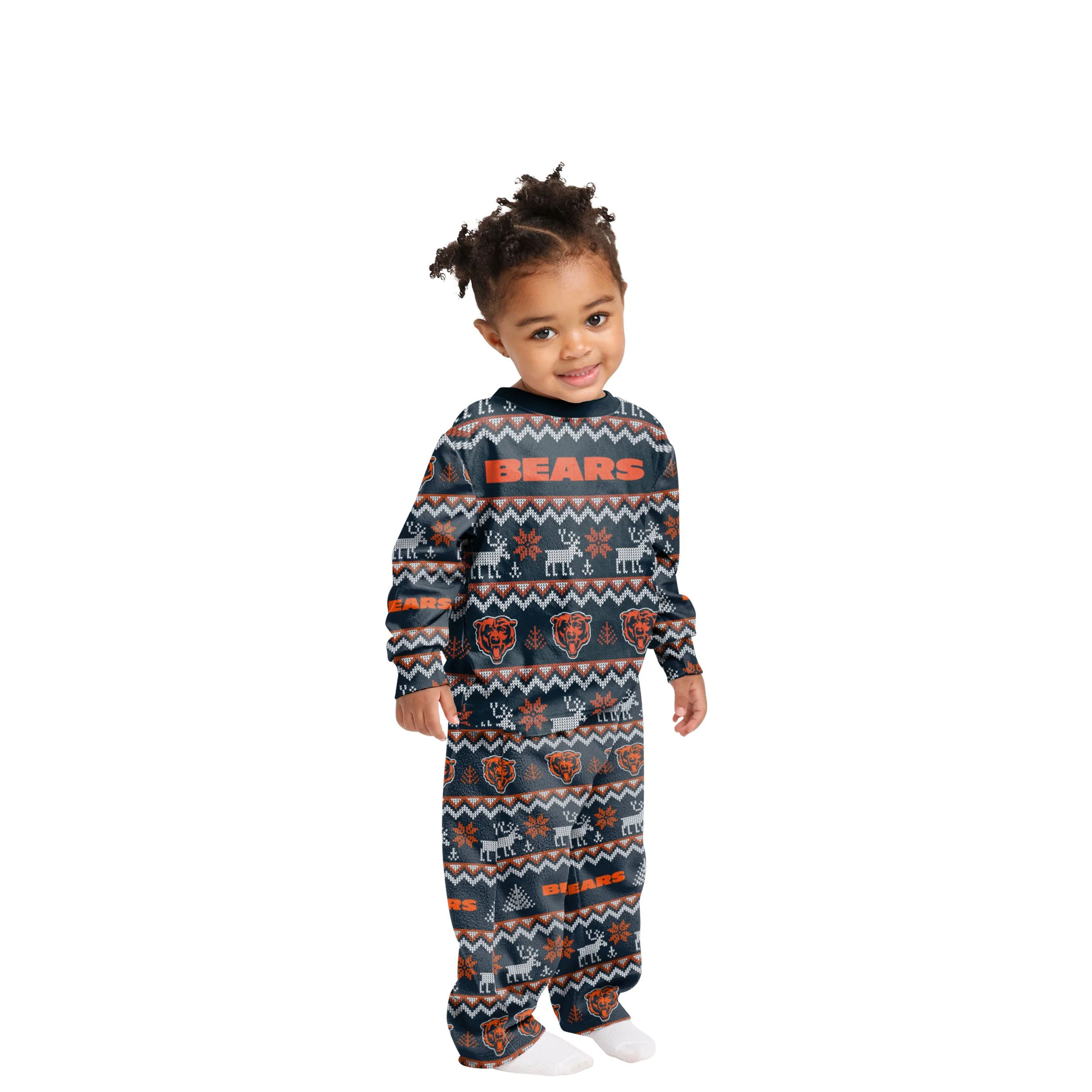 Chicago Bears NFL Ugly Pattern Family Holiday Pajamas - Image 3