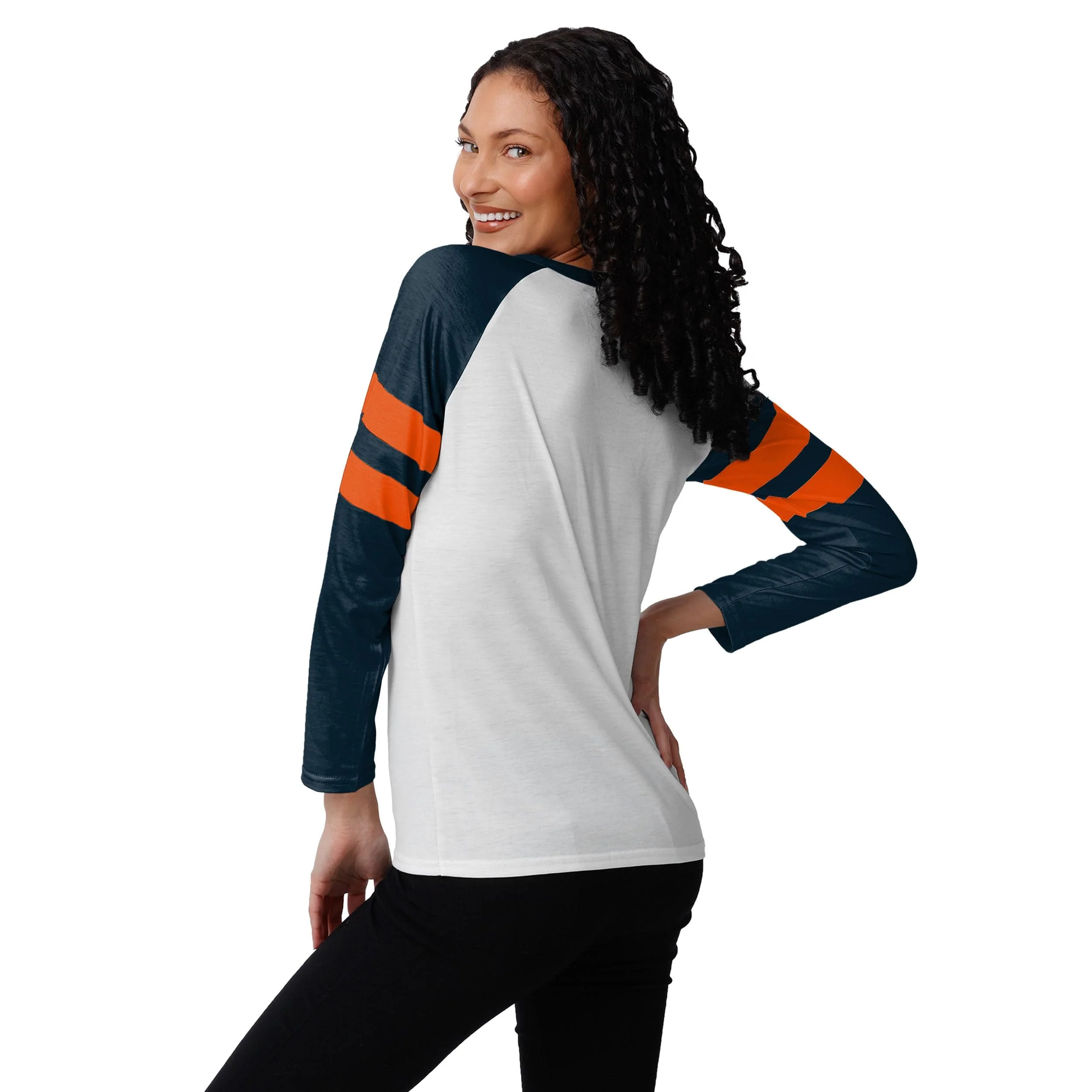 Chicago Bears NFL Womens Big Logo Long Sleeve Henley - Image 2