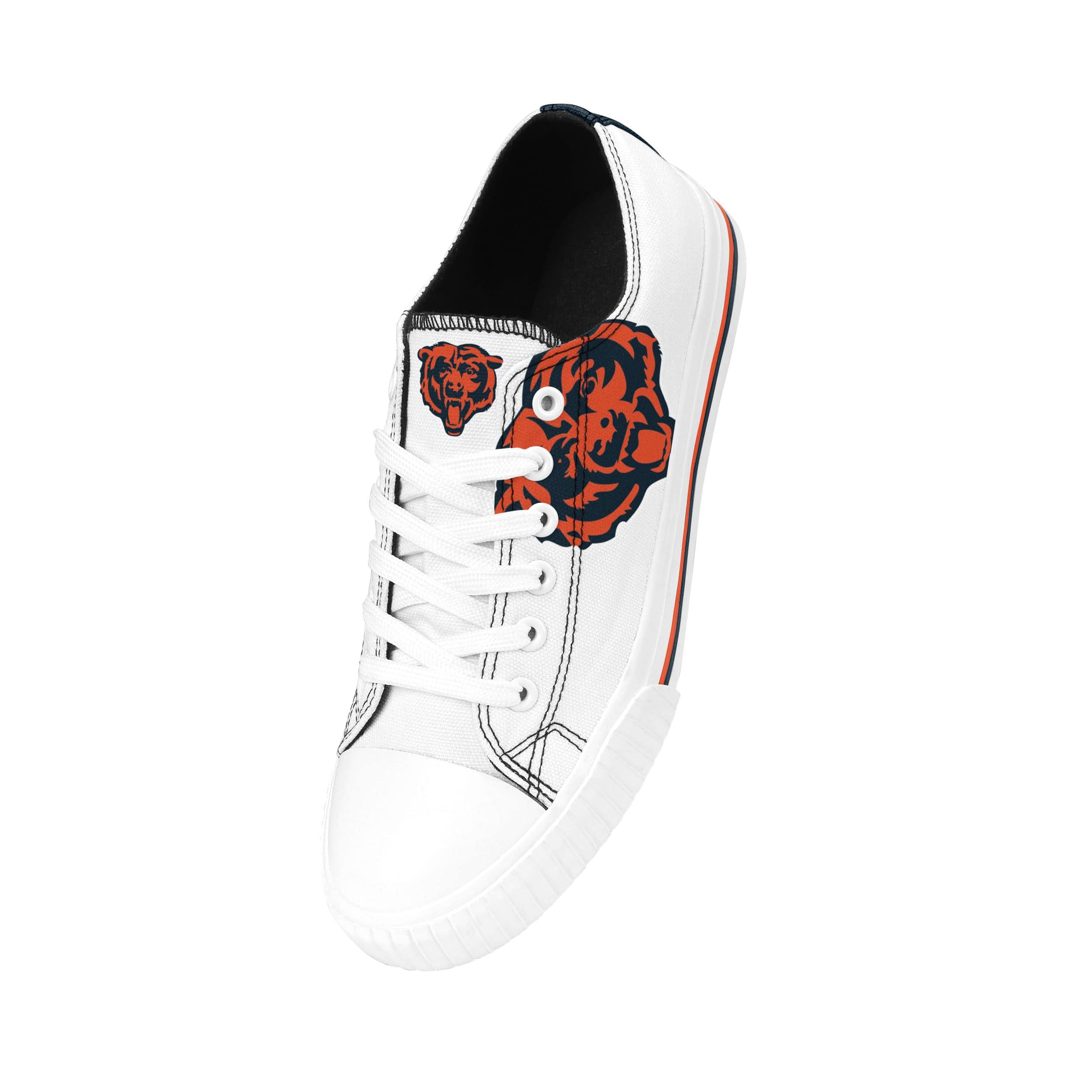 Chicago Bears NFL Womens Big Logo Low Top White Canvas Shoes - Image 2
