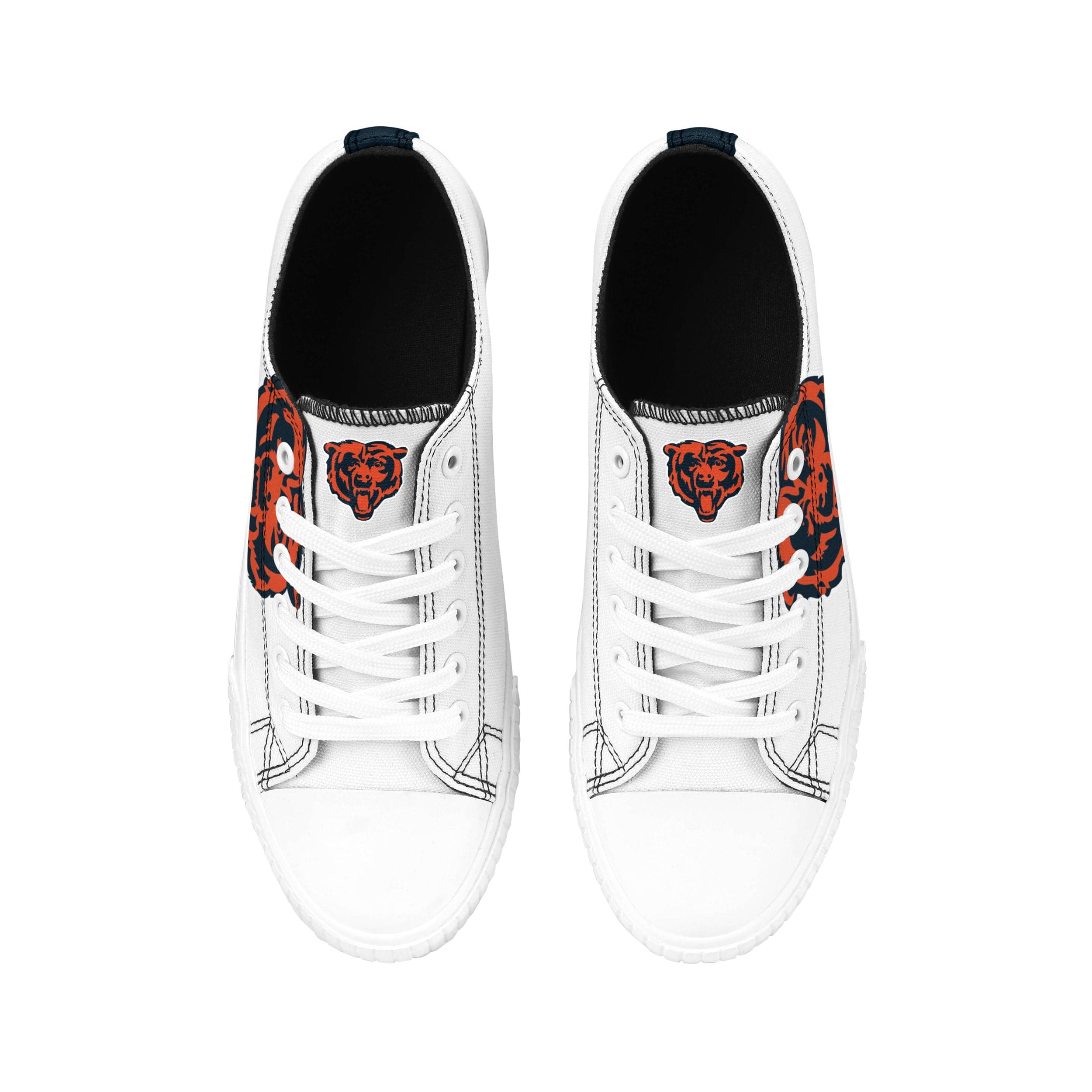 Chicago Bears NFL Womens Big Logo Low Top White Canvas Shoes - Image 4