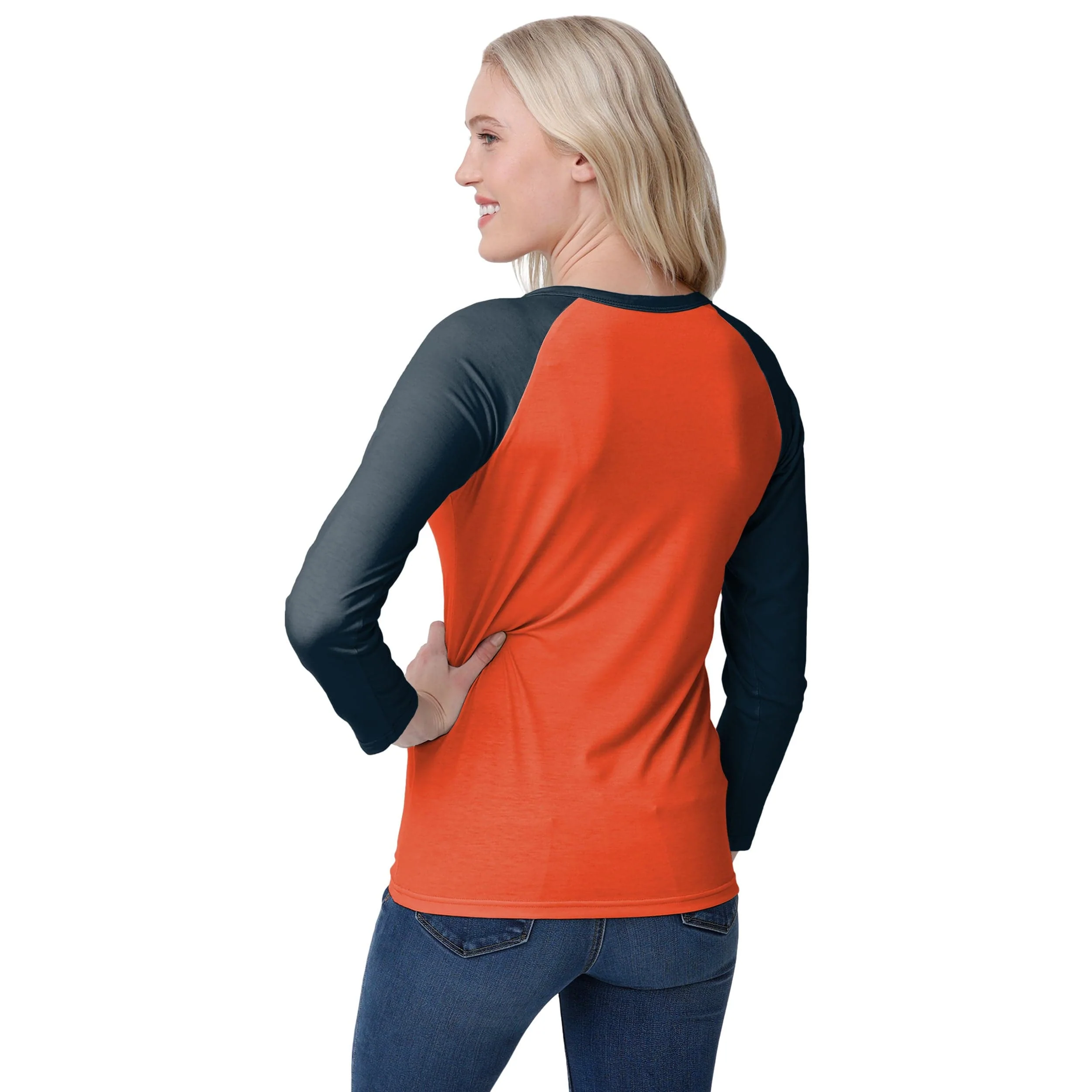 Chicago Bears NFL Womens Big Wordmark Long Sleeve Henley - Image 2