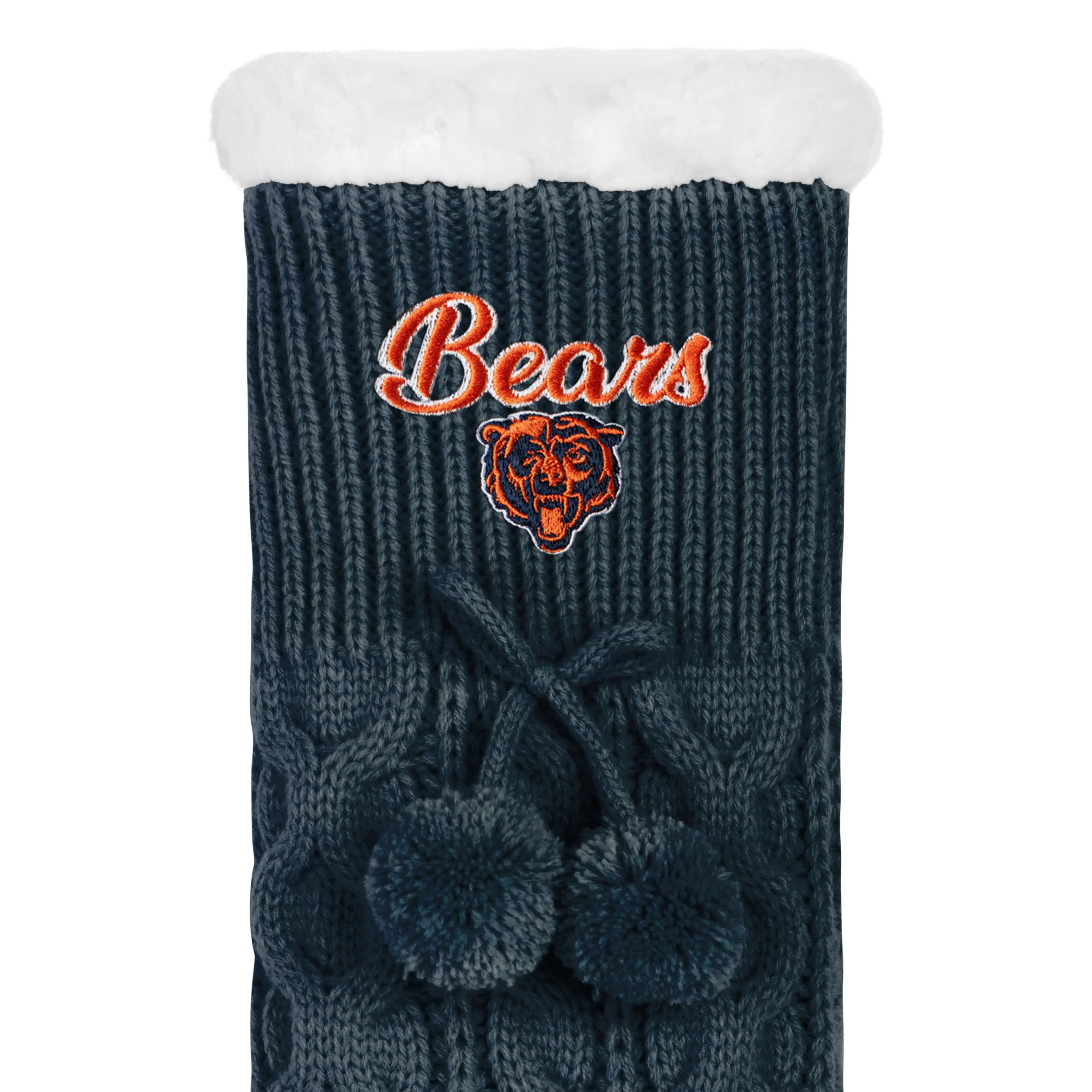 Chicago Bears NFL Womens Cable Knit Footy Slipper Socks - Image 3