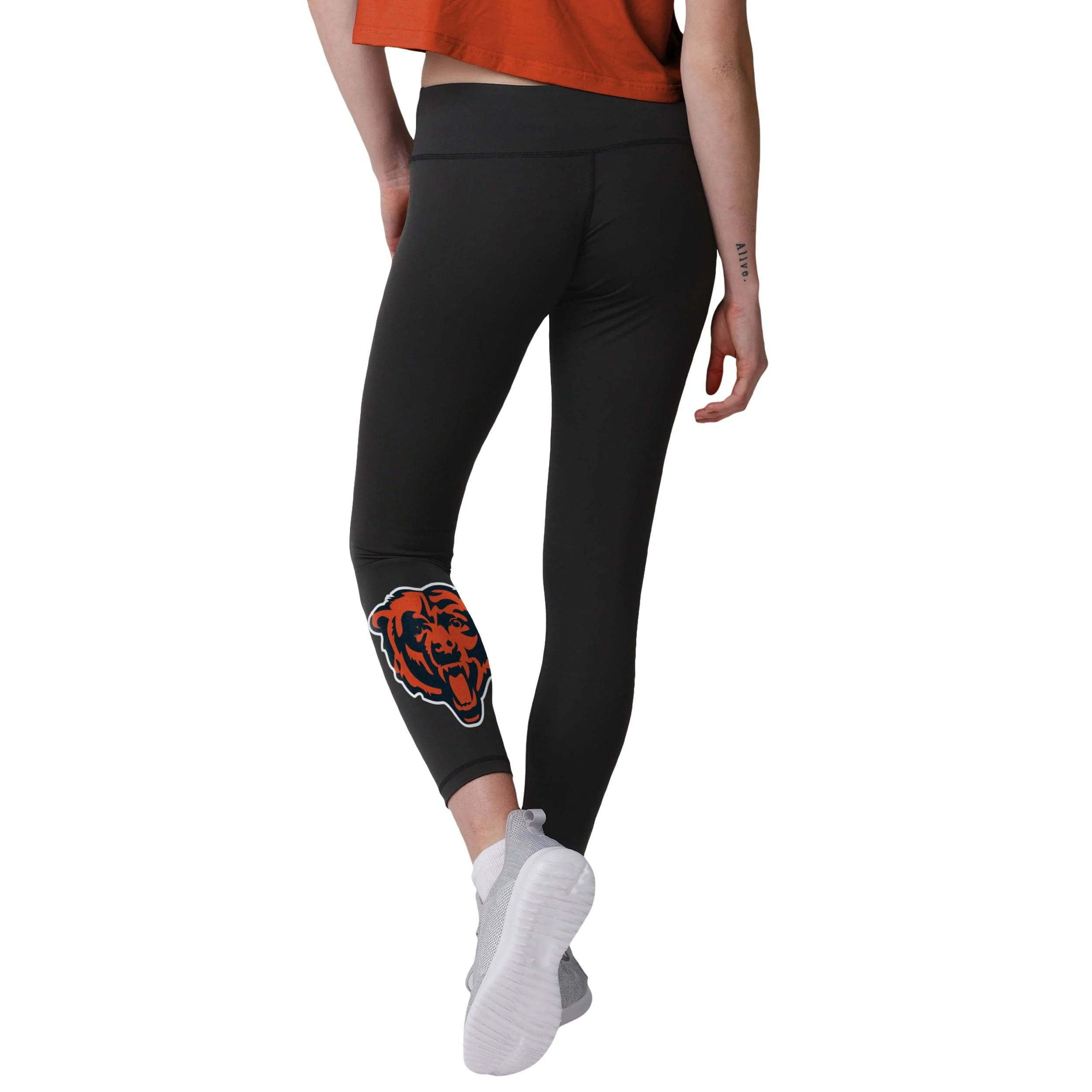 Chicago Bears NFL Womens Calf Logo Black Leggings - Image 2