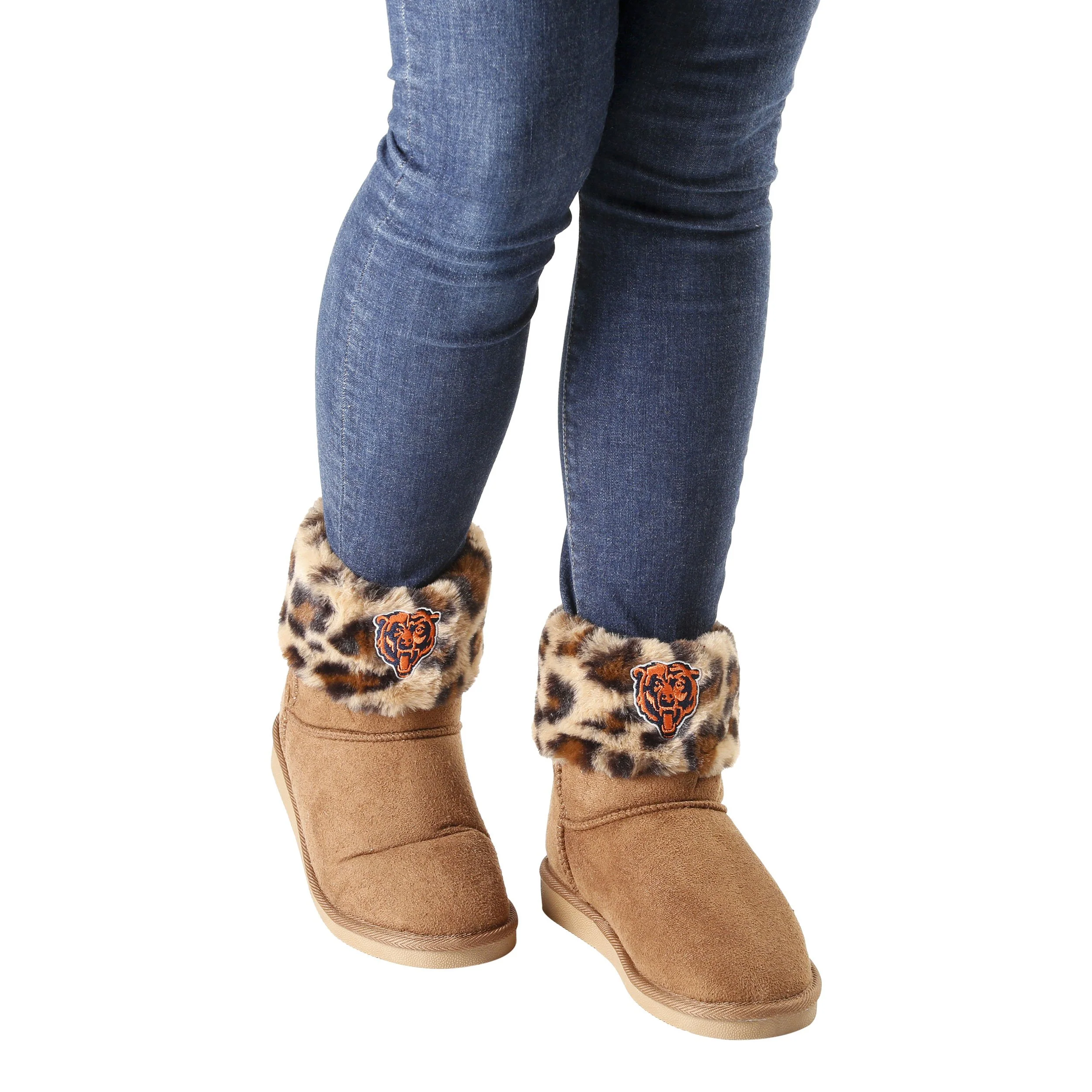 Chicago Bears NFL Womens Cheetah Fur Boots - Image 5