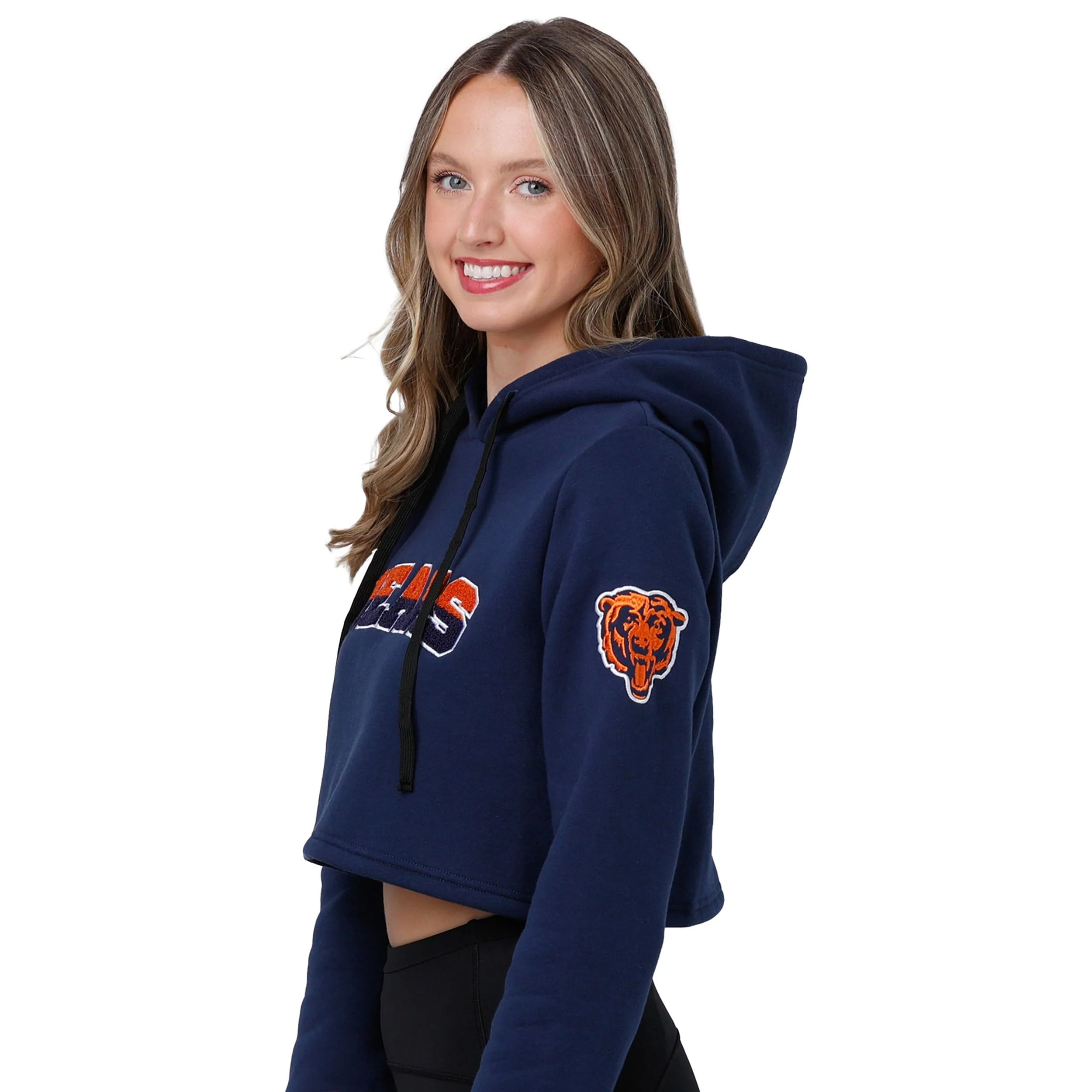 Chicago Bears NFL Womens Cropped Chenille Hoodie - Image 4