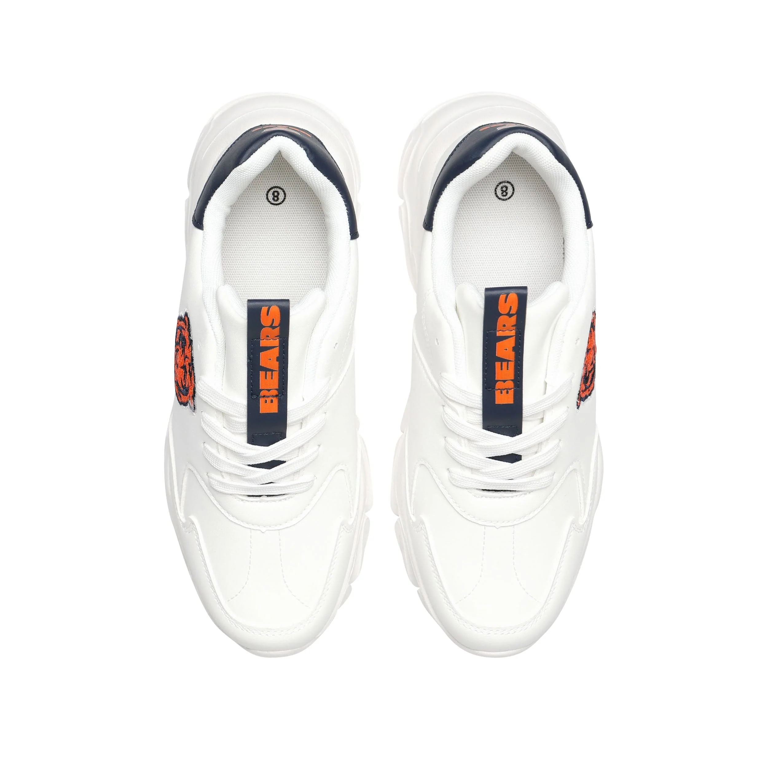 Chicago Bears NFL Womens Glitter Big Logo Vintage White Chunky Sneaker - Image 4