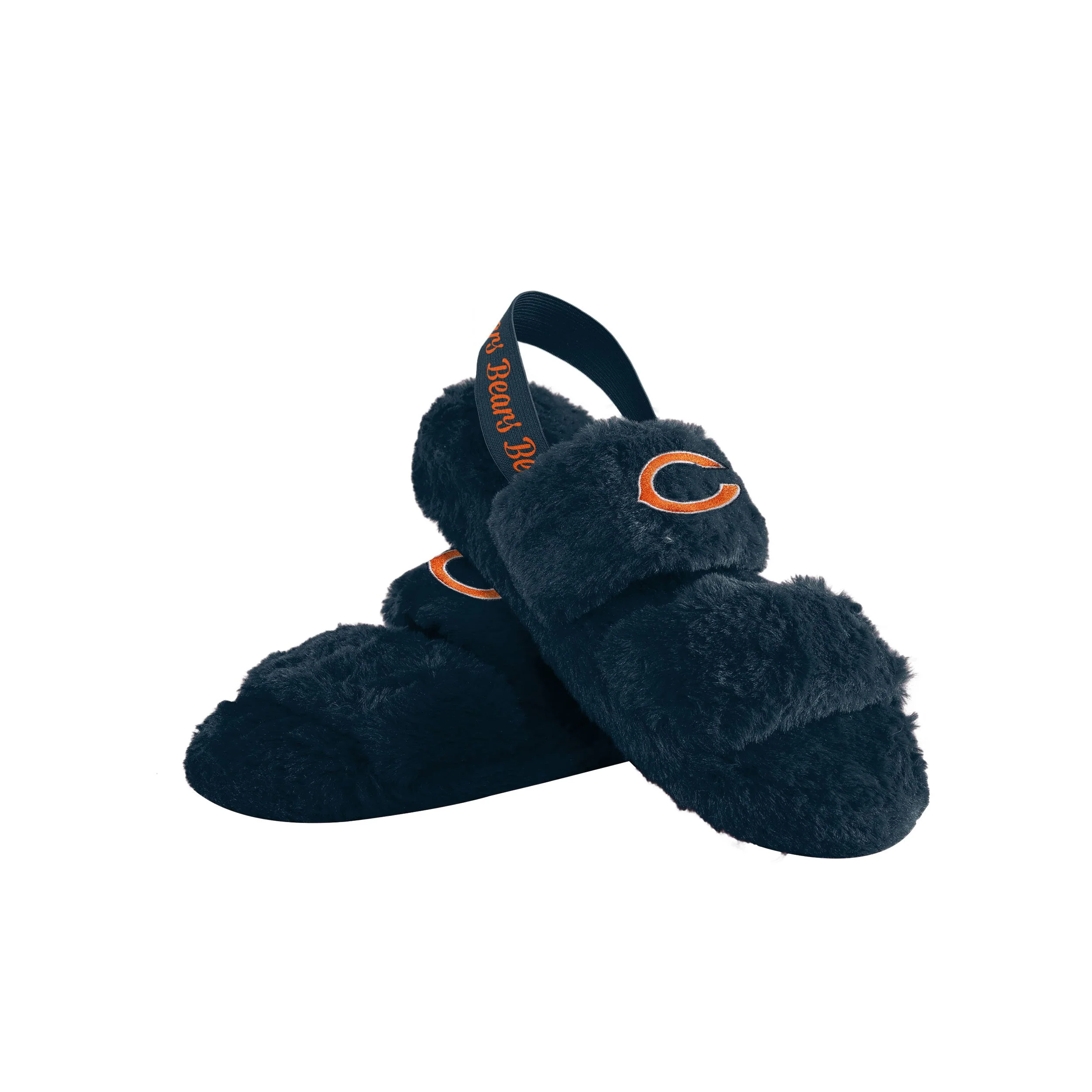 Chicago Bears NFL Womens Heel Strap Wordmark Fur Slide
