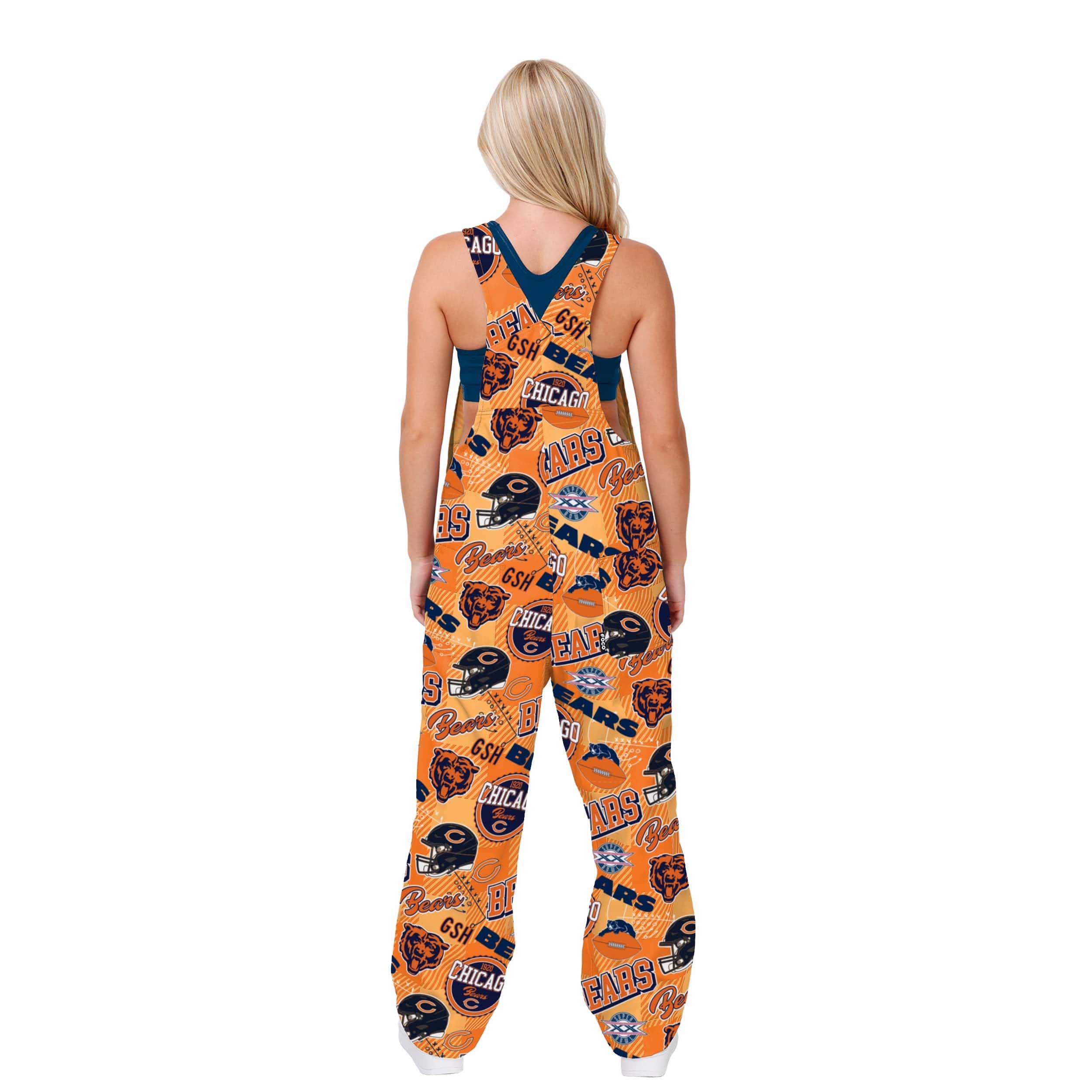 Chicago Bears NFL Womens Historic Print Bib Overalls - Image 2