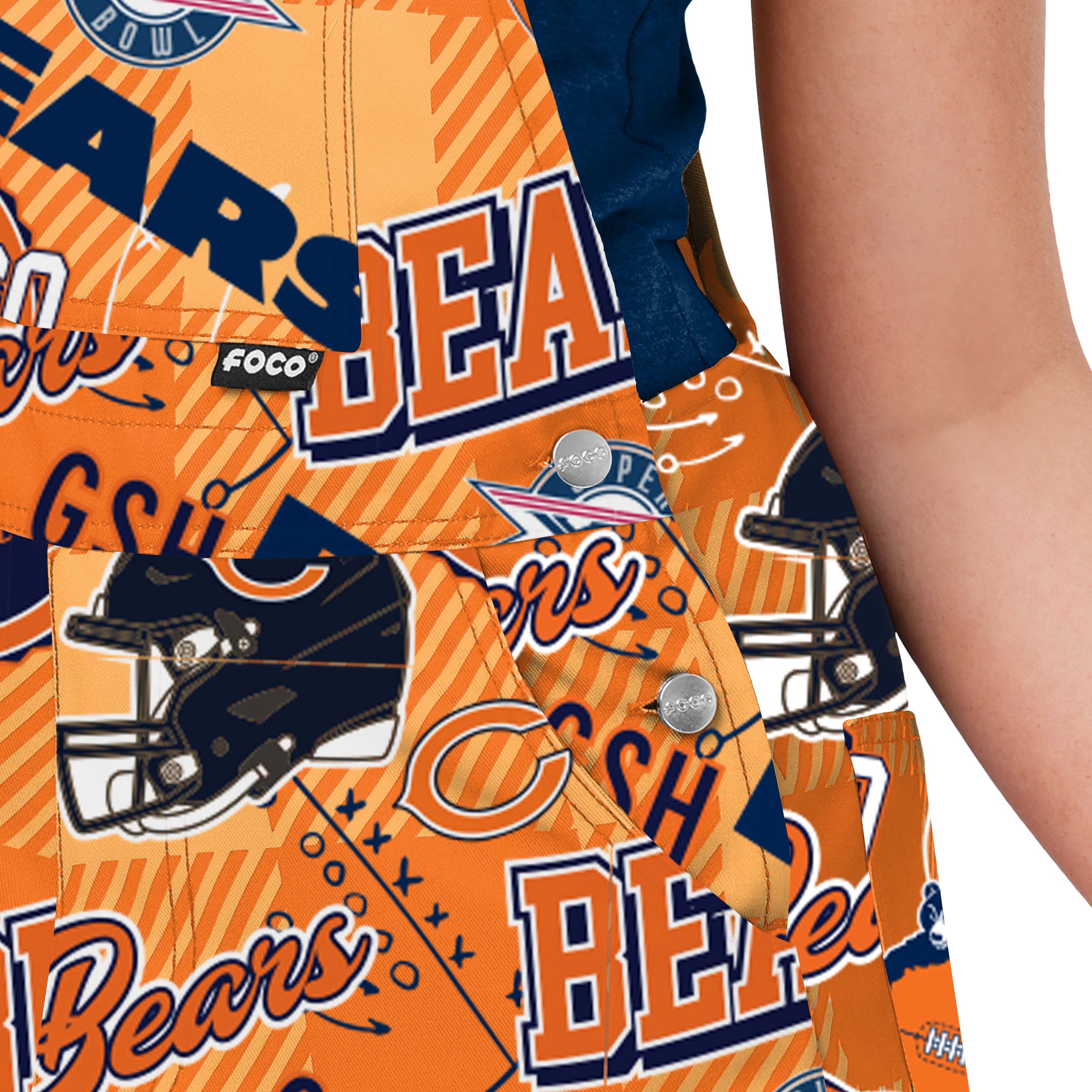 Chicago Bears NFL Womens Historic Print Bib Overalls - Image 5