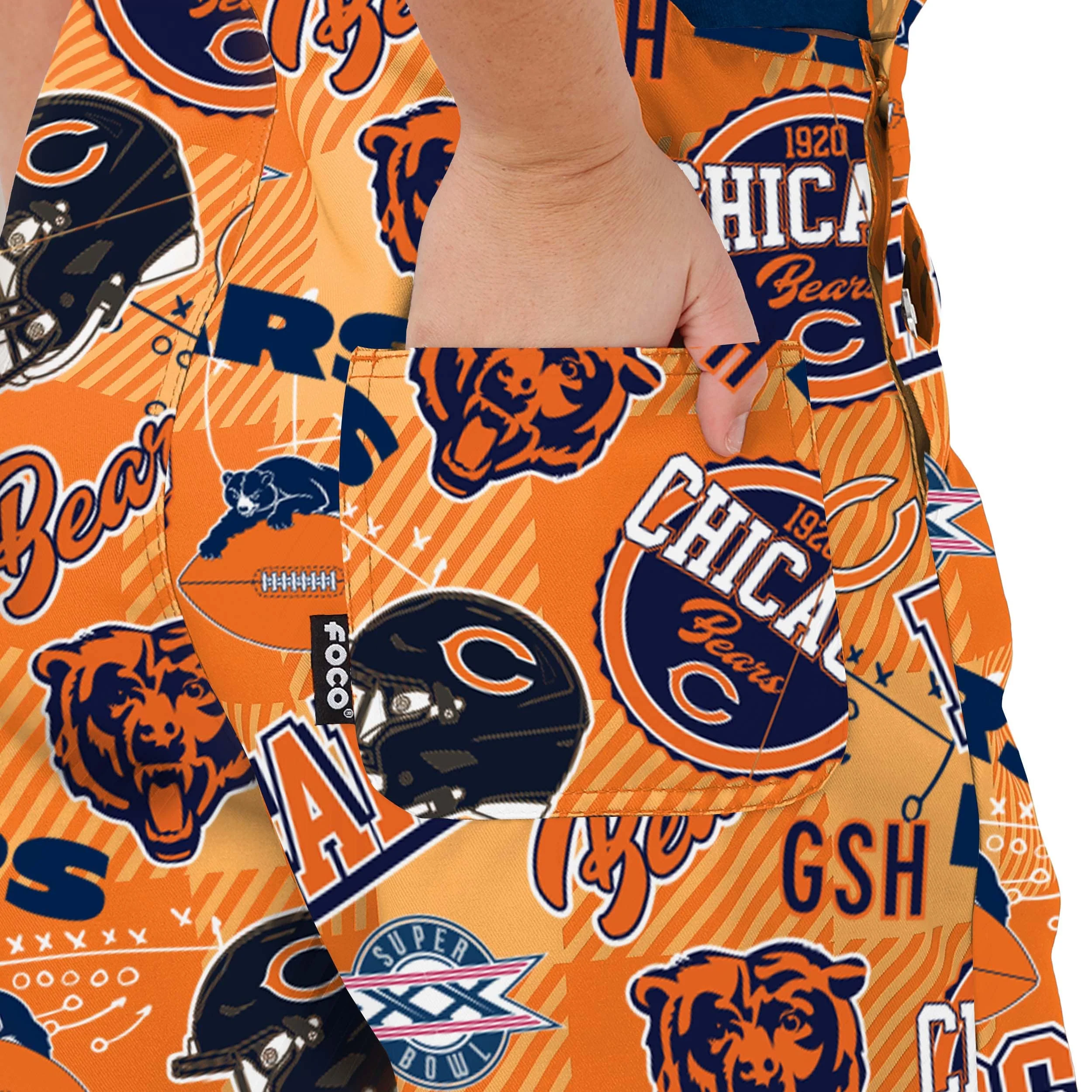 Chicago Bears NFL Womens Historic Print Bib Overalls - Image 6