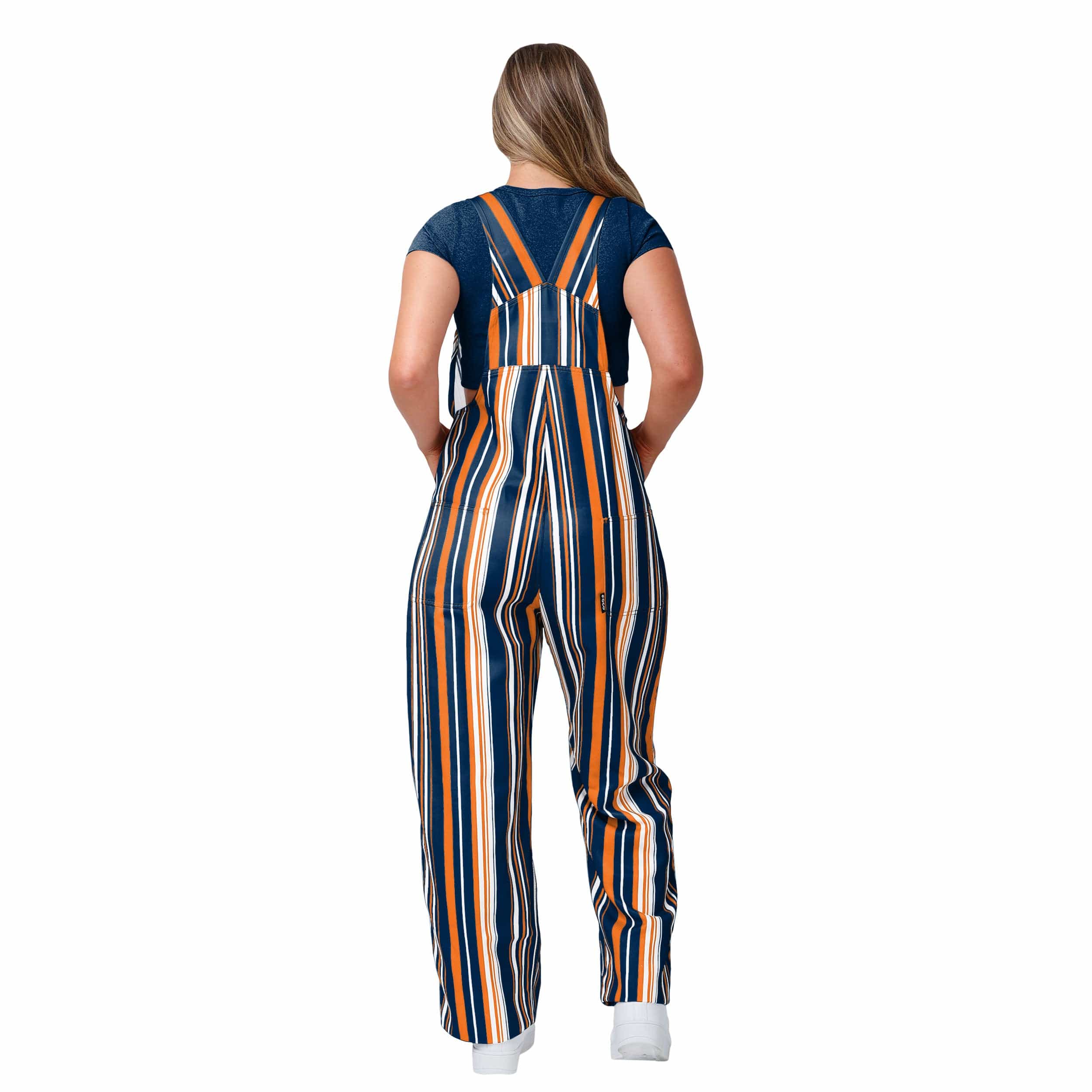 Chicago Bears NFL Womens Hyper Stripe Bib Overalls - Image 2