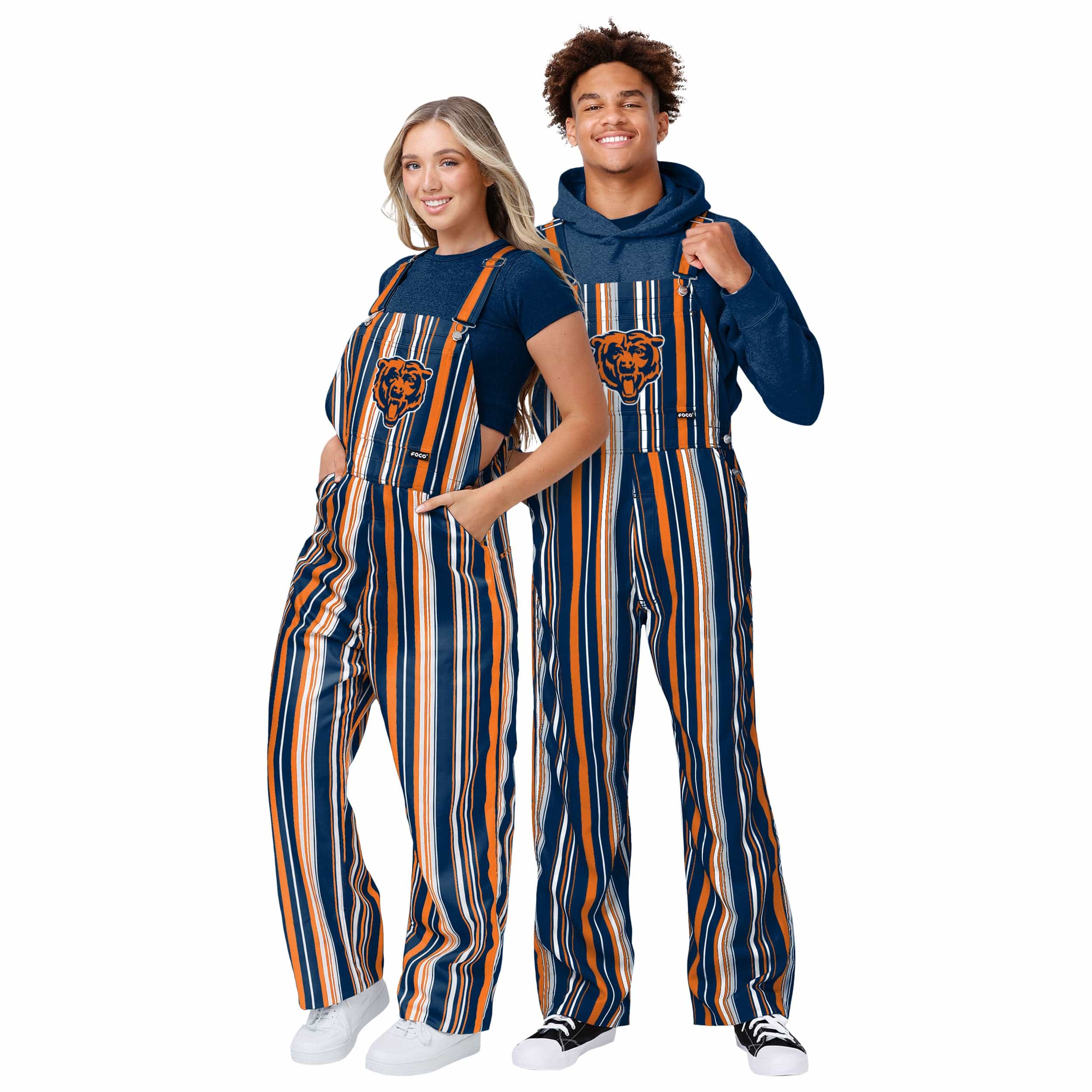 Chicago Bears NFL Womens Hyper Stripe Bib Overalls - Image 3