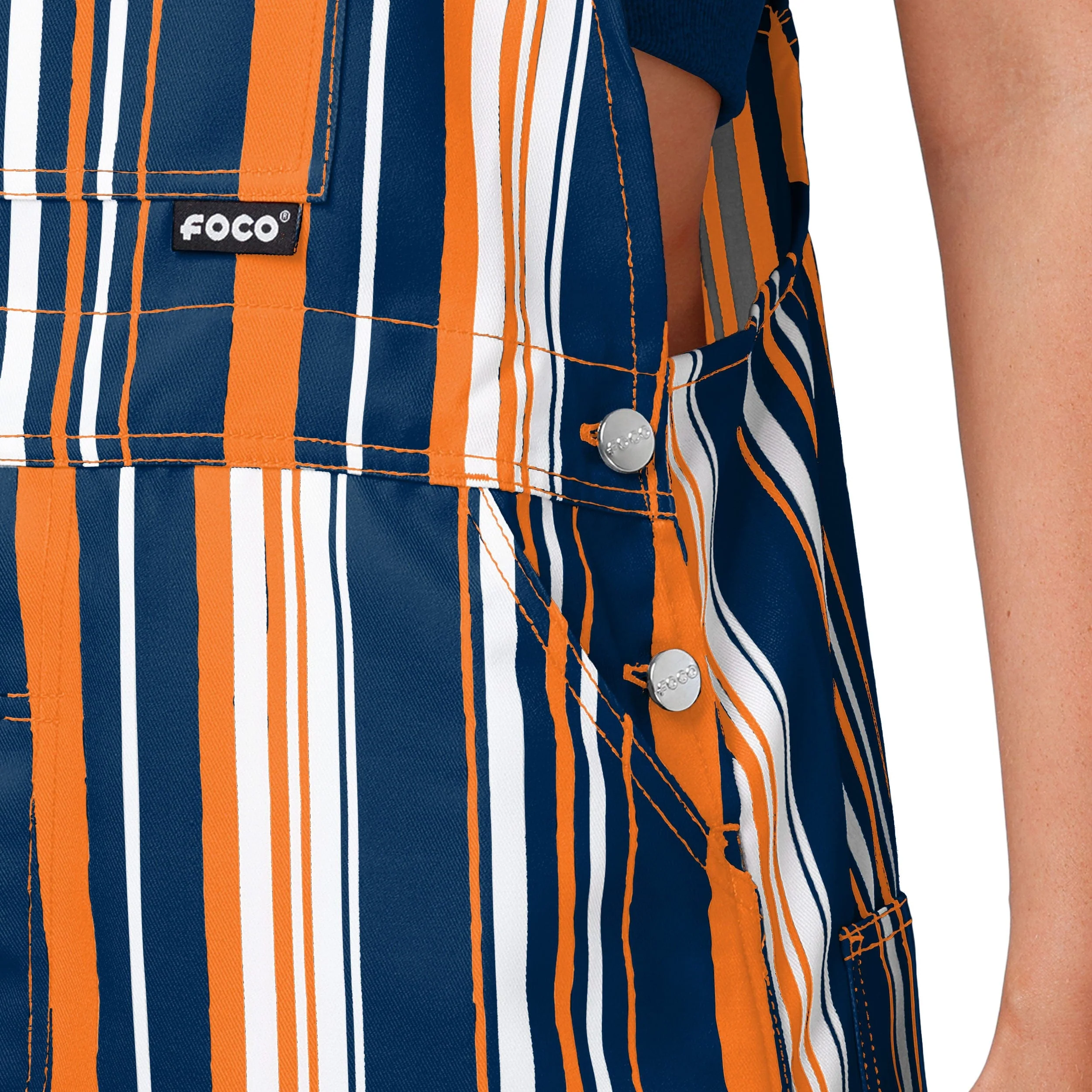 Chicago Bears NFL Womens Hyper Stripe Bib Overalls - Image 5