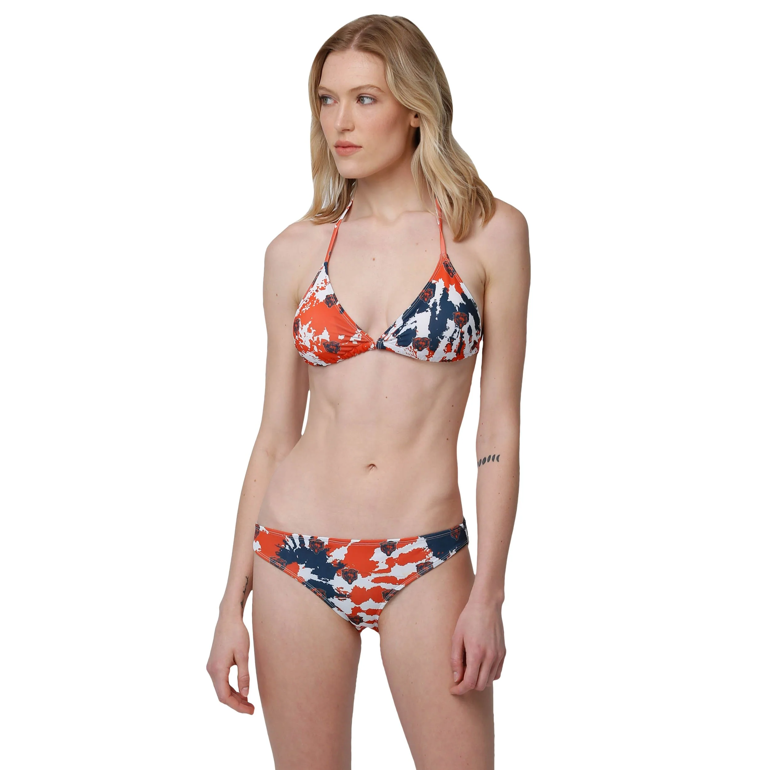Chicago Bears NFL Womens Paint Splash Bikini Top - Image 4
