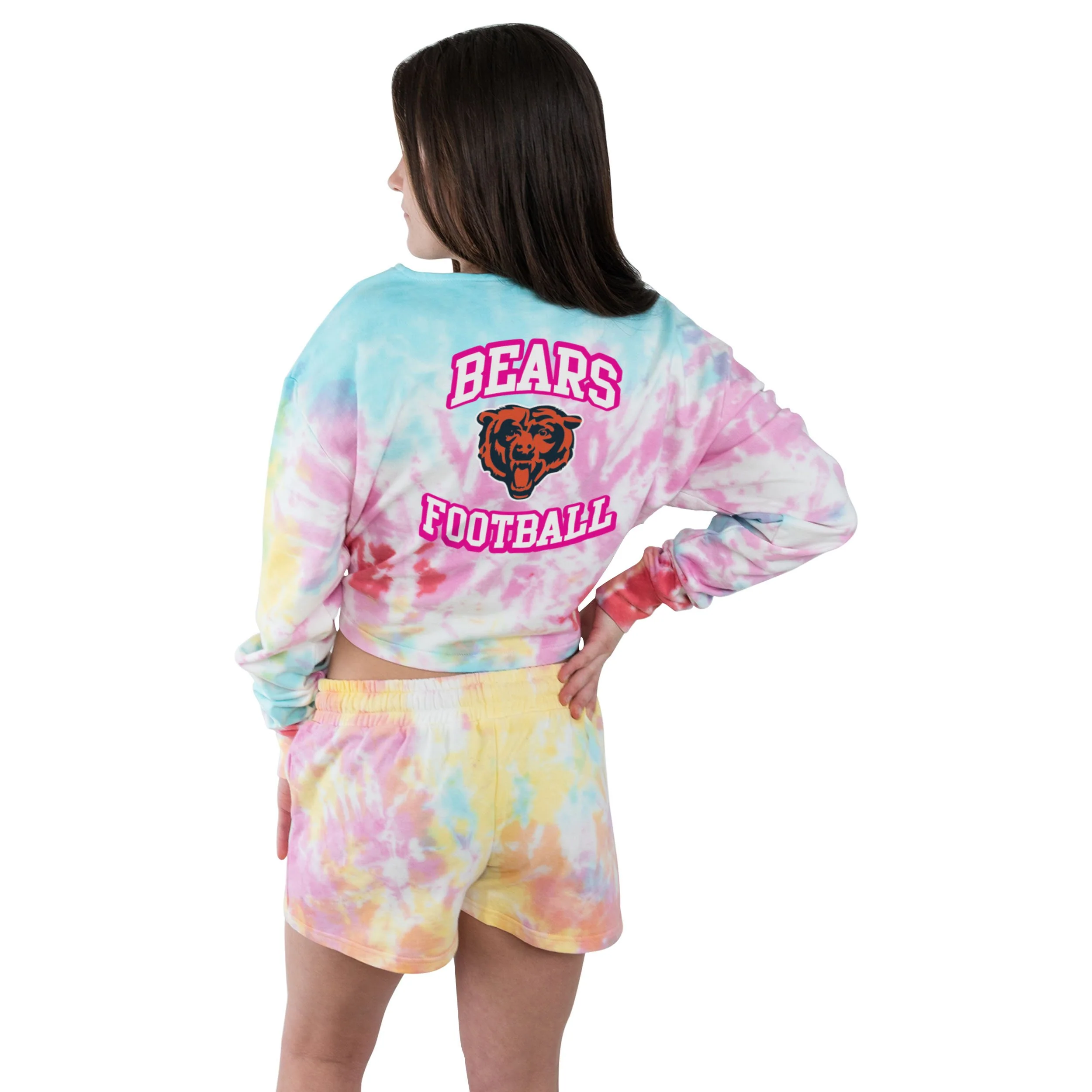 Chicago Bears NFL Womens Pastel Tie-Dye Blast Cropped Sweater - Image 2