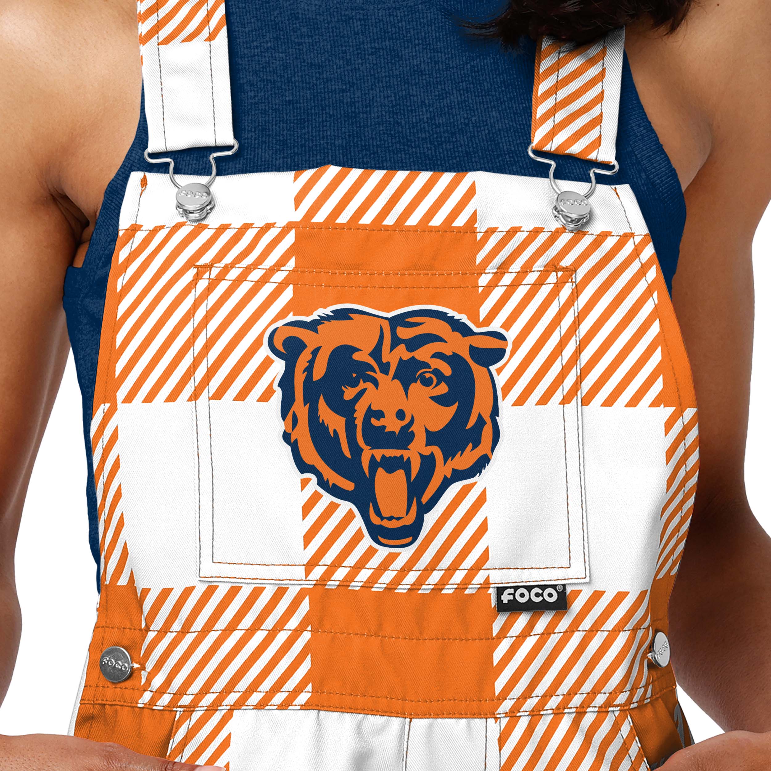 Chicago Bears NFL Womens Plaid Bib Shortalls - Image 3