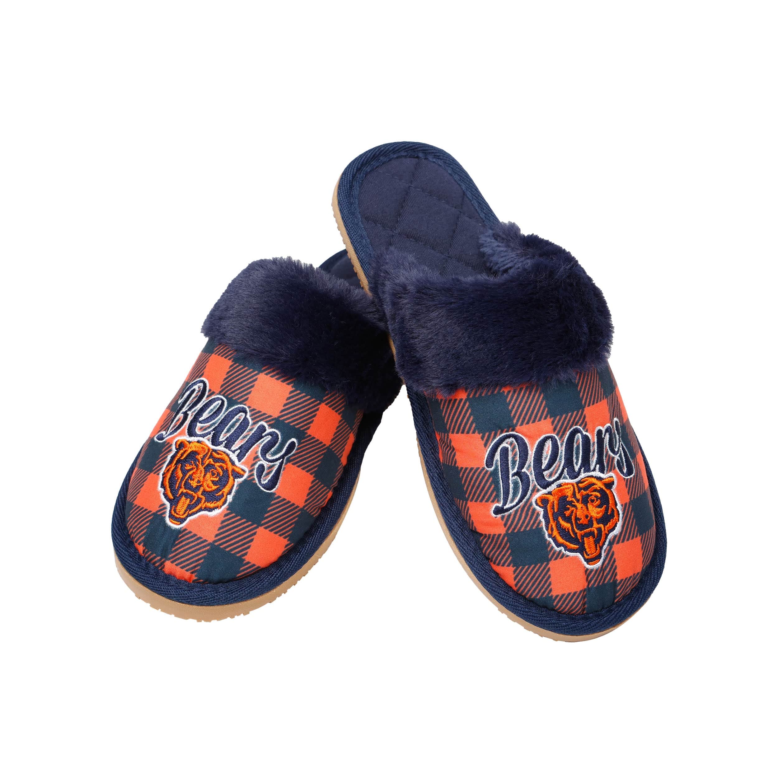 Chicago Bears NFL Womens Plaid Sherpa Mule Slipper - Image 4