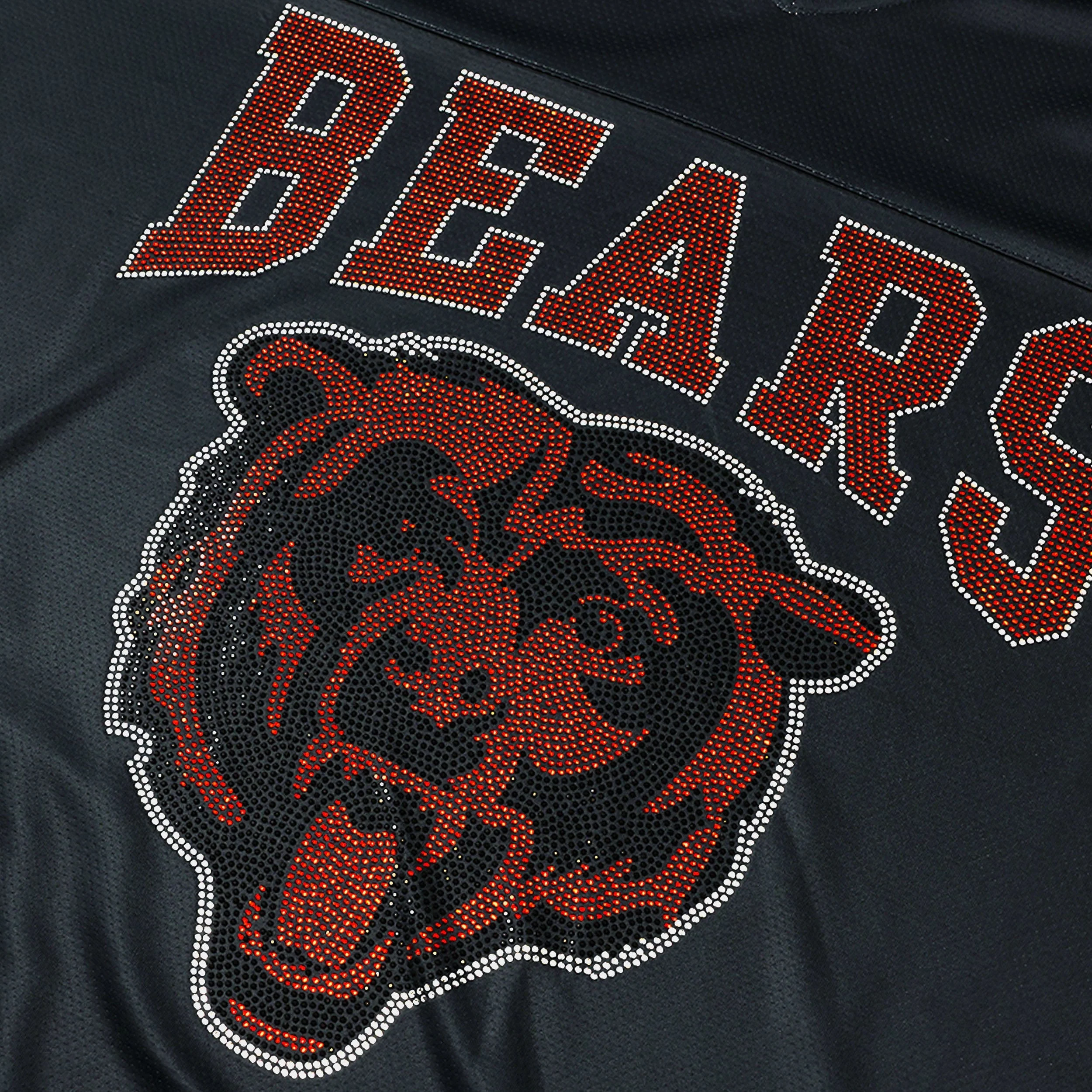 Chicago Bears NFL Womens Rhinestone Logo Oversized V-Neck Mesh T-Shirt - Image 2