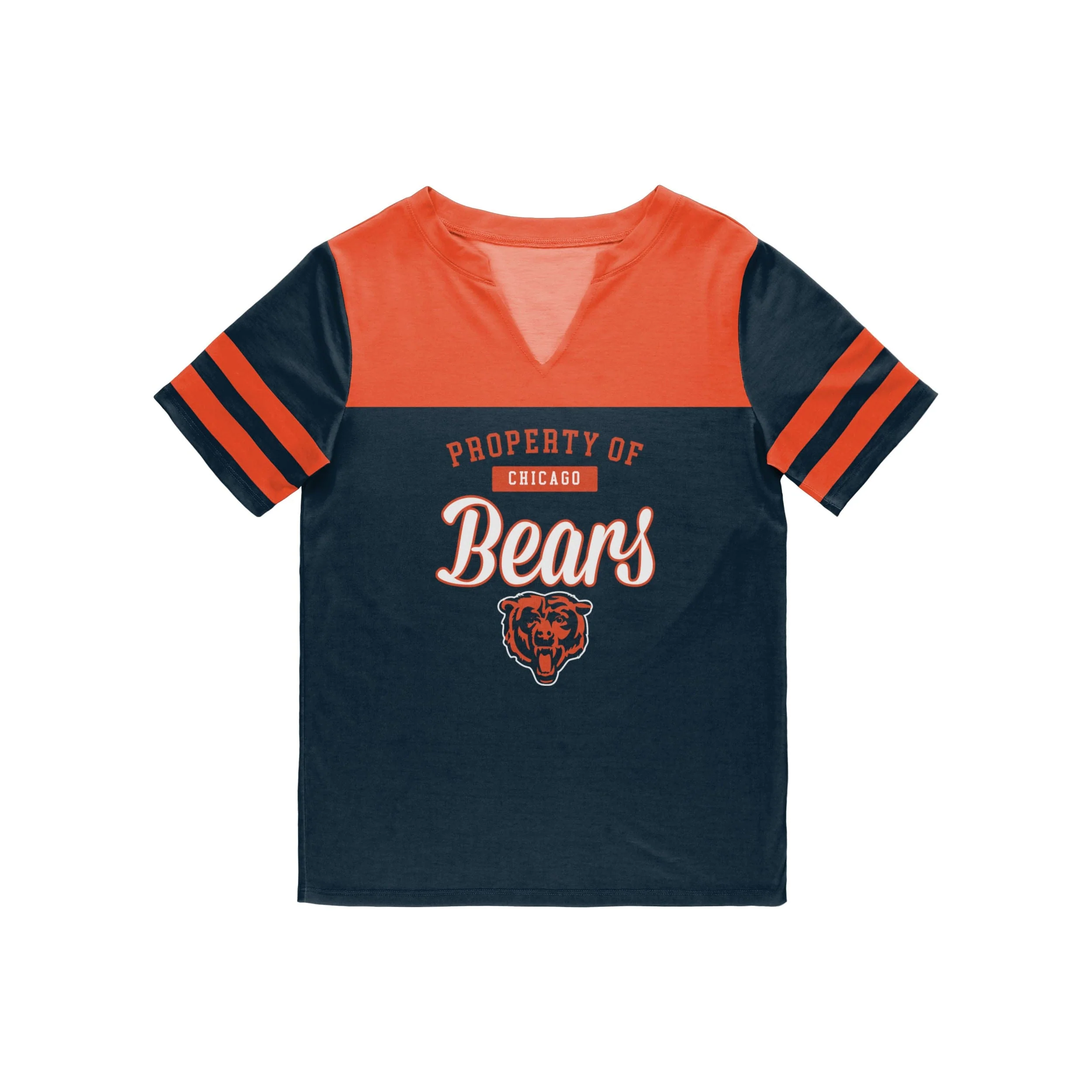 Chicago Bears NFL Womens Team Stripe Property Of V-Neck T-Shirt - Image 3