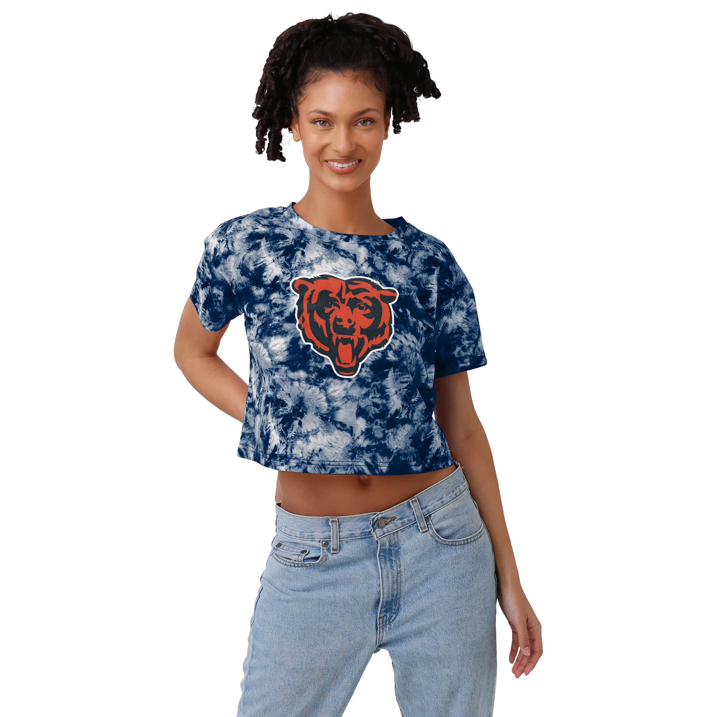 Chicago Bears NFL Womens Tie-Dye Big Logo Crop Top