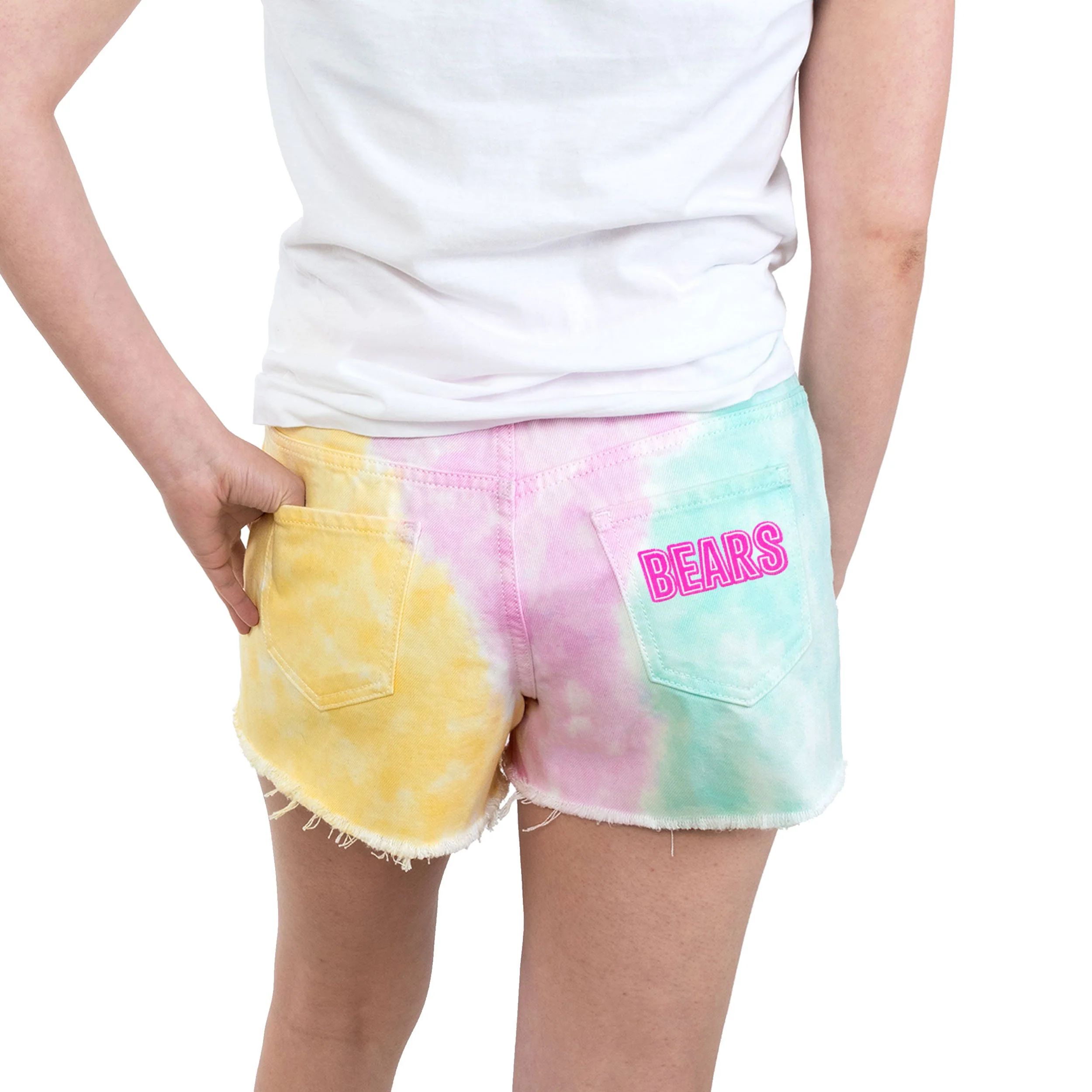 Chicago Bears NFL Womens Tie-Dye Rush Denim Shorts - Image 2