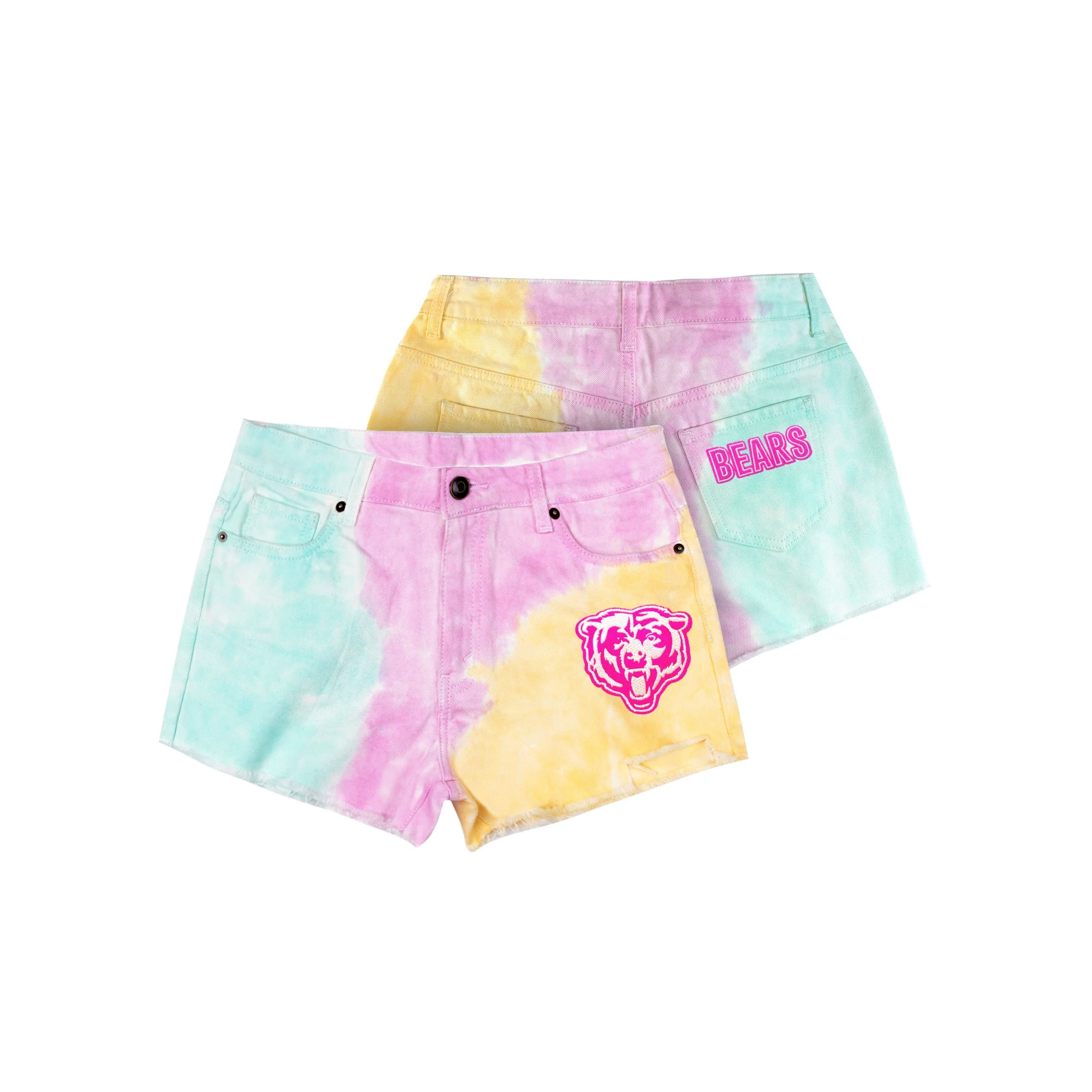 Chicago Bears NFL Womens Tie-Dye Rush Denim Shorts - Image 3