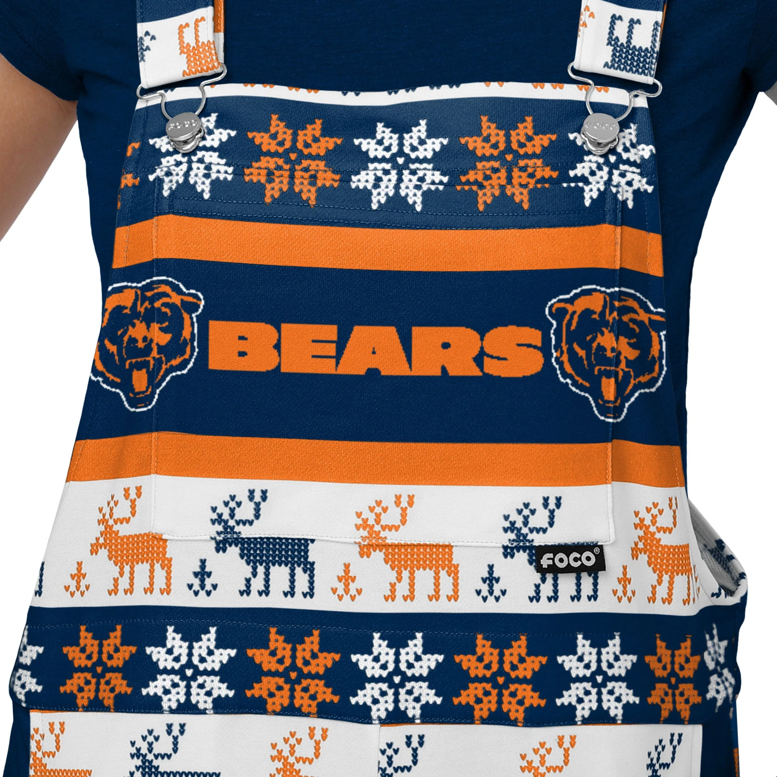 Chicago Bears NFL Womens Ugly Home Gating Bib Overalls - Image 4