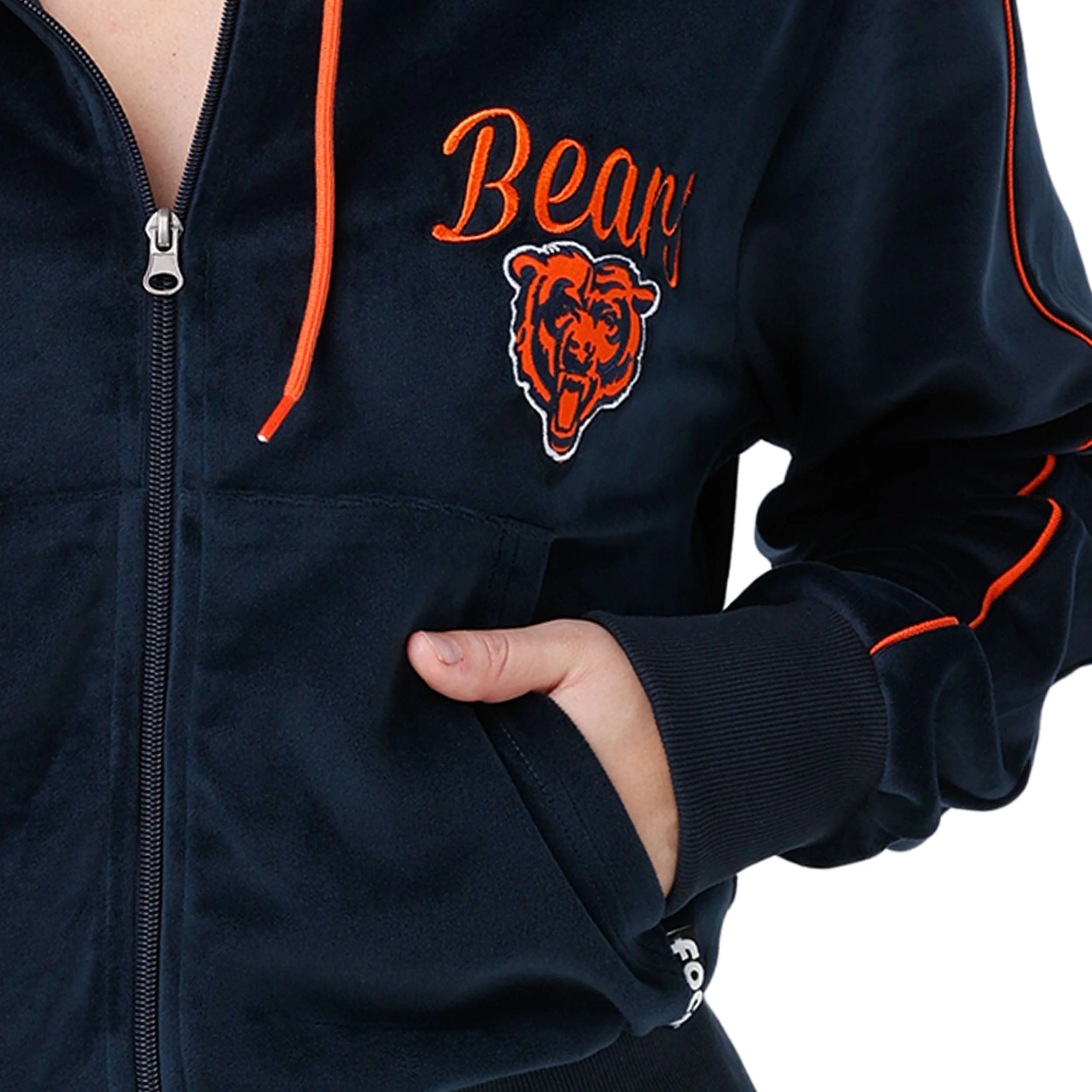 Chicago Bears NFL Womens Velour Zip Up Top - Image 3