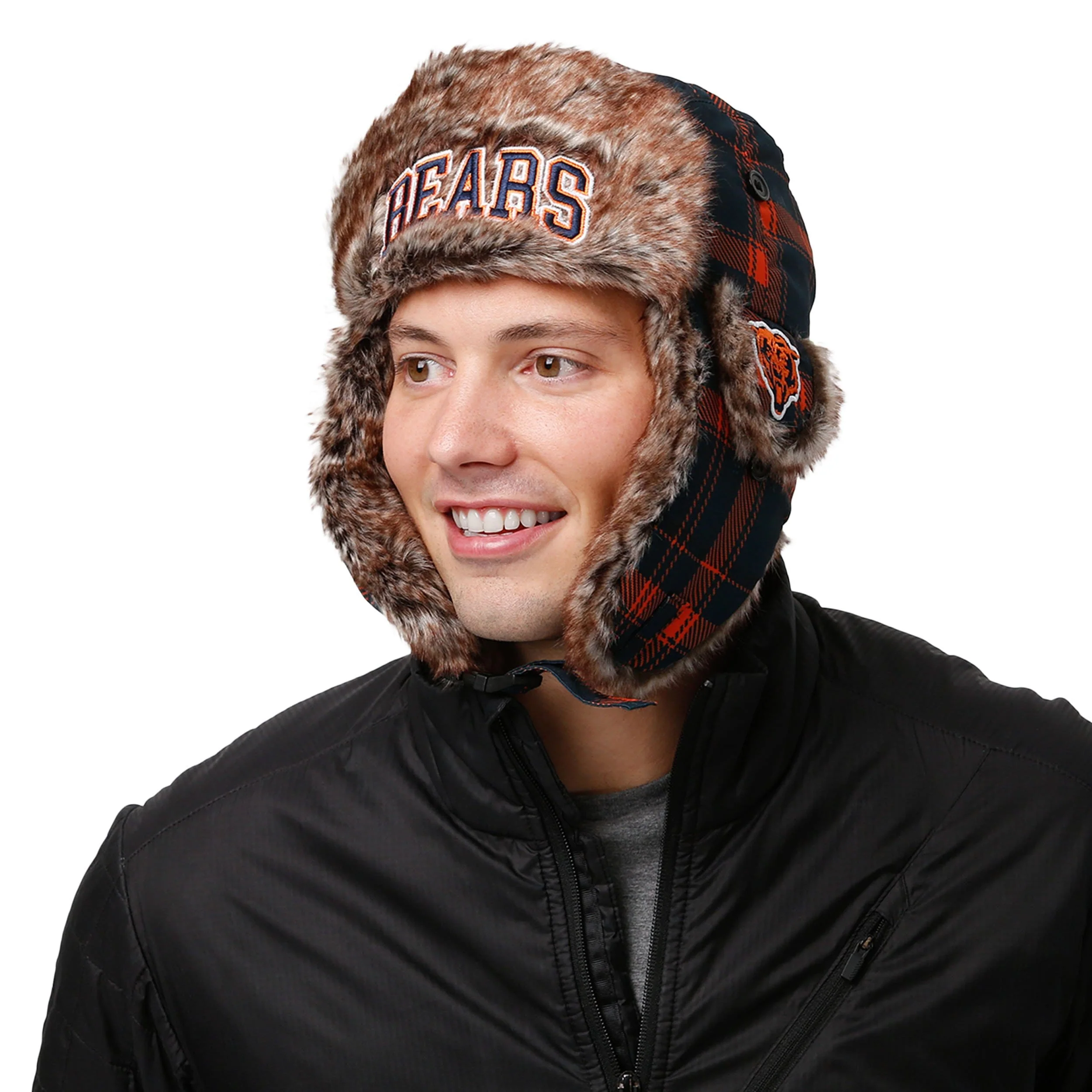 Chicago Bears NFL Wordmark Flannel Trapper Hat - Image 2